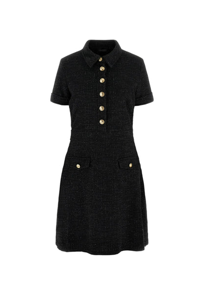 Vestito Corto Donna Guess Manica Corta Con Cintura Tweed Tamara