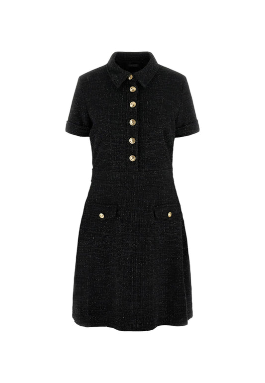 Vestito Corto Donna Guess Manica Corta Con Cintura Tweed Tamara