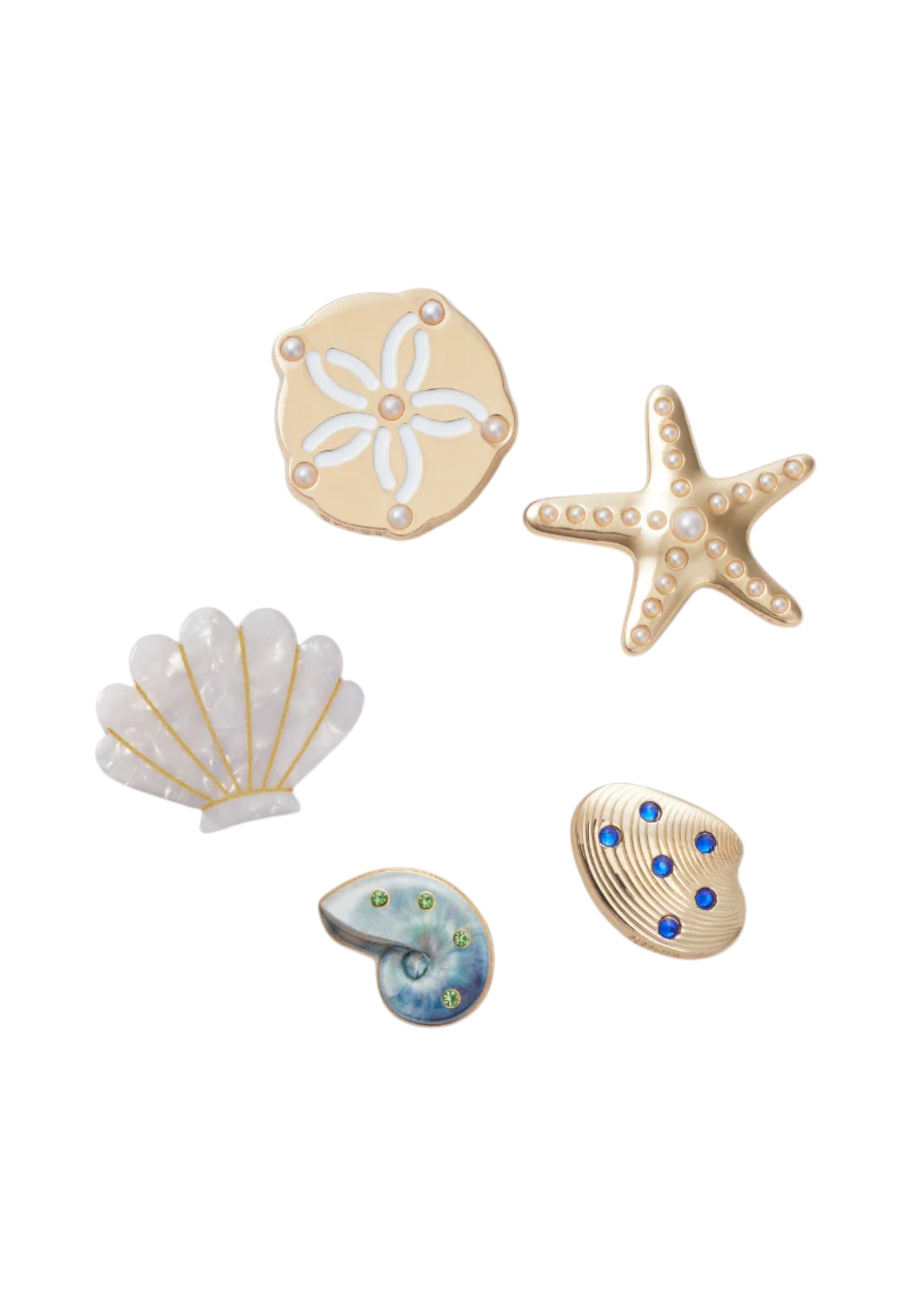 Accessori calzature  Donna Crocs  Gold Seashell 5 Pack CR.6041