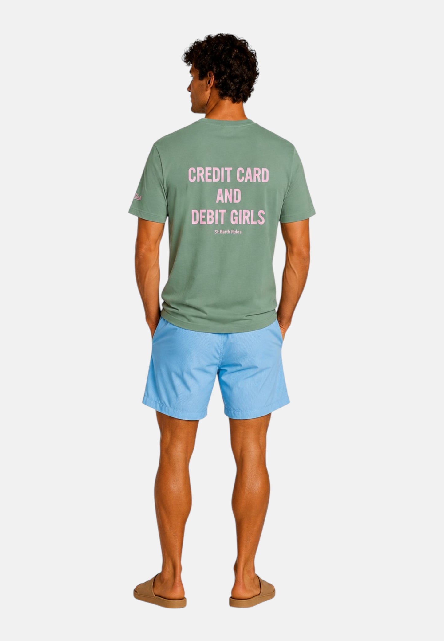 T-Shirt Manica Corta Uomo Mc2 Saint Barth Stampa/Ricamo Fronte E Retro Credit Card Portland PRL0002