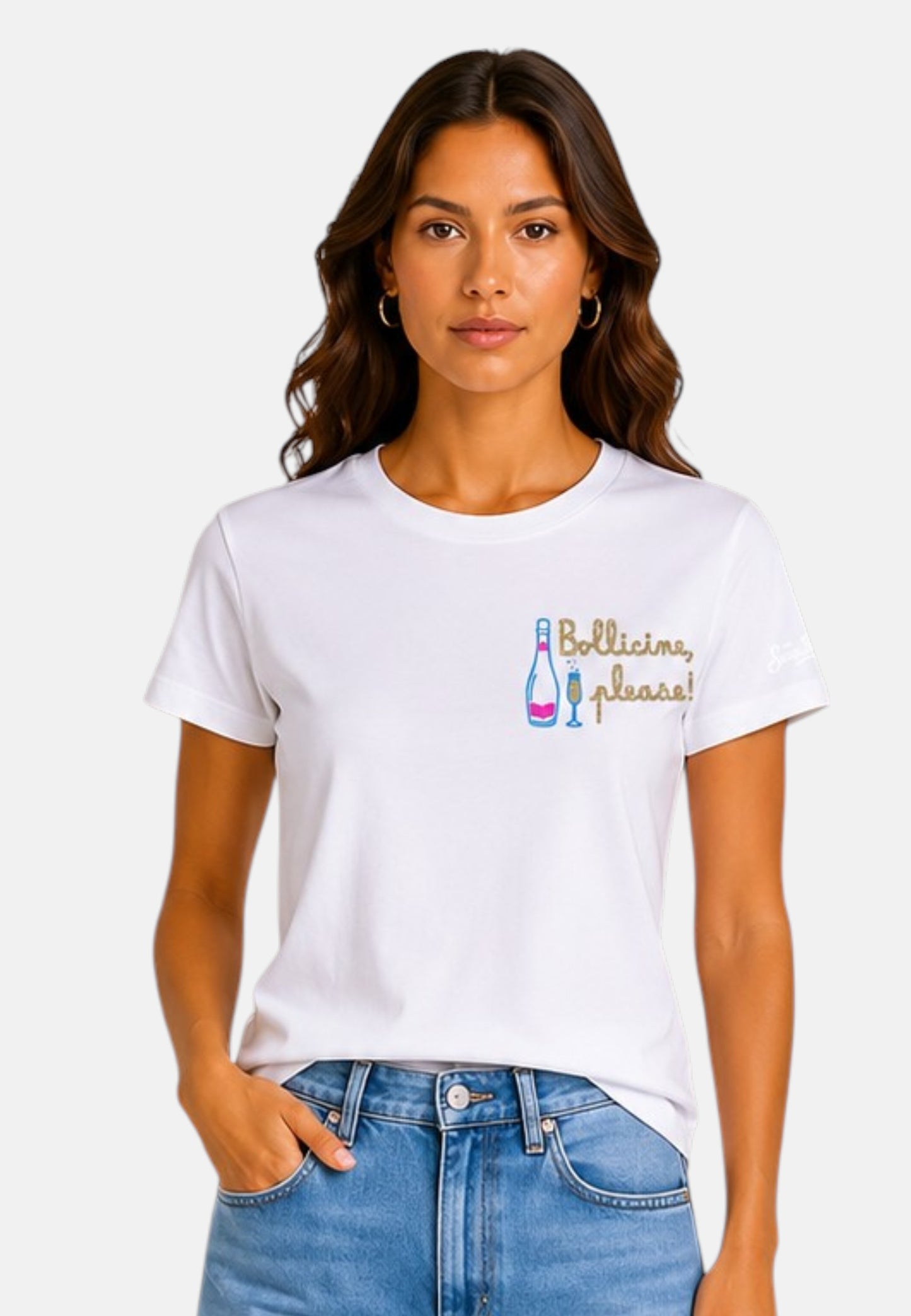 T-Shirt Manica Corta Donna Mc2 Saint Barth Bollicine Please Emb Emilie EMI0001