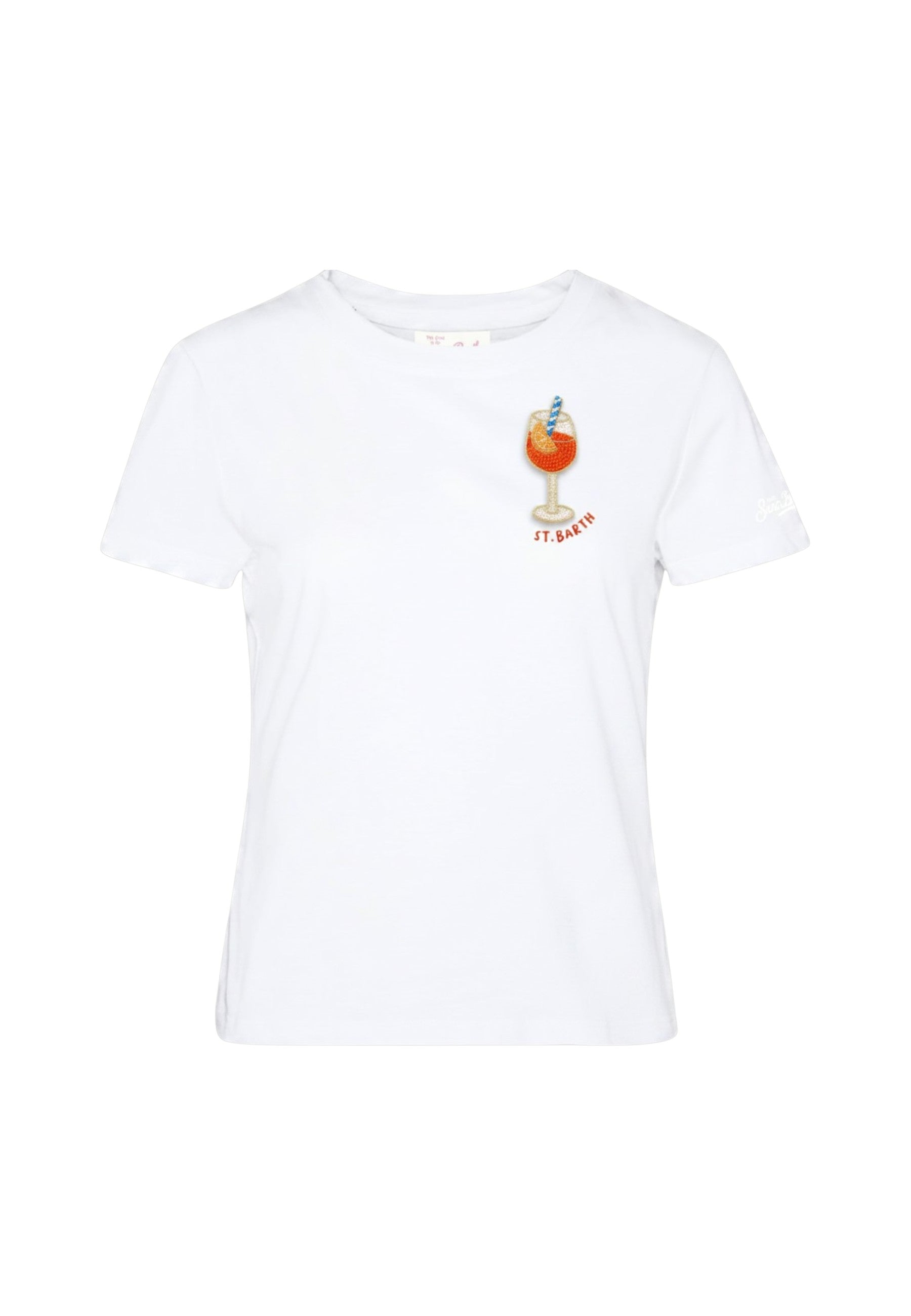 T-Shirt Manica Corta Donna Mc2 Saint Barth Sb Spritz Beads Emb Emilie EMI0001