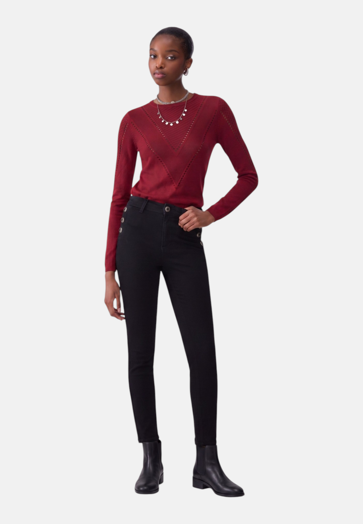 Maglia A Girocollo Donna Liu Jo Traforata Con Motivo Geometrico  WF6239MS99E