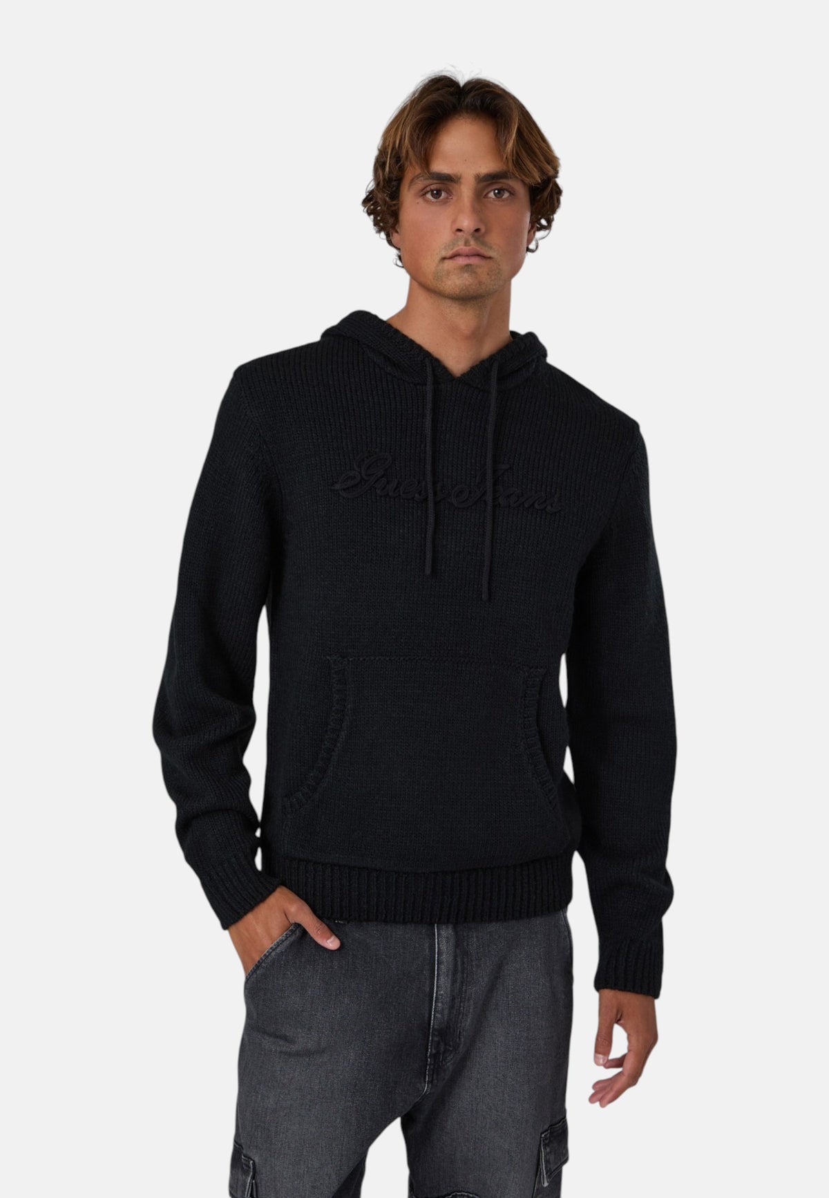 Felpa Con Cappuccio Uomo Guess Logo ricamato Gj M6BR08Z1231