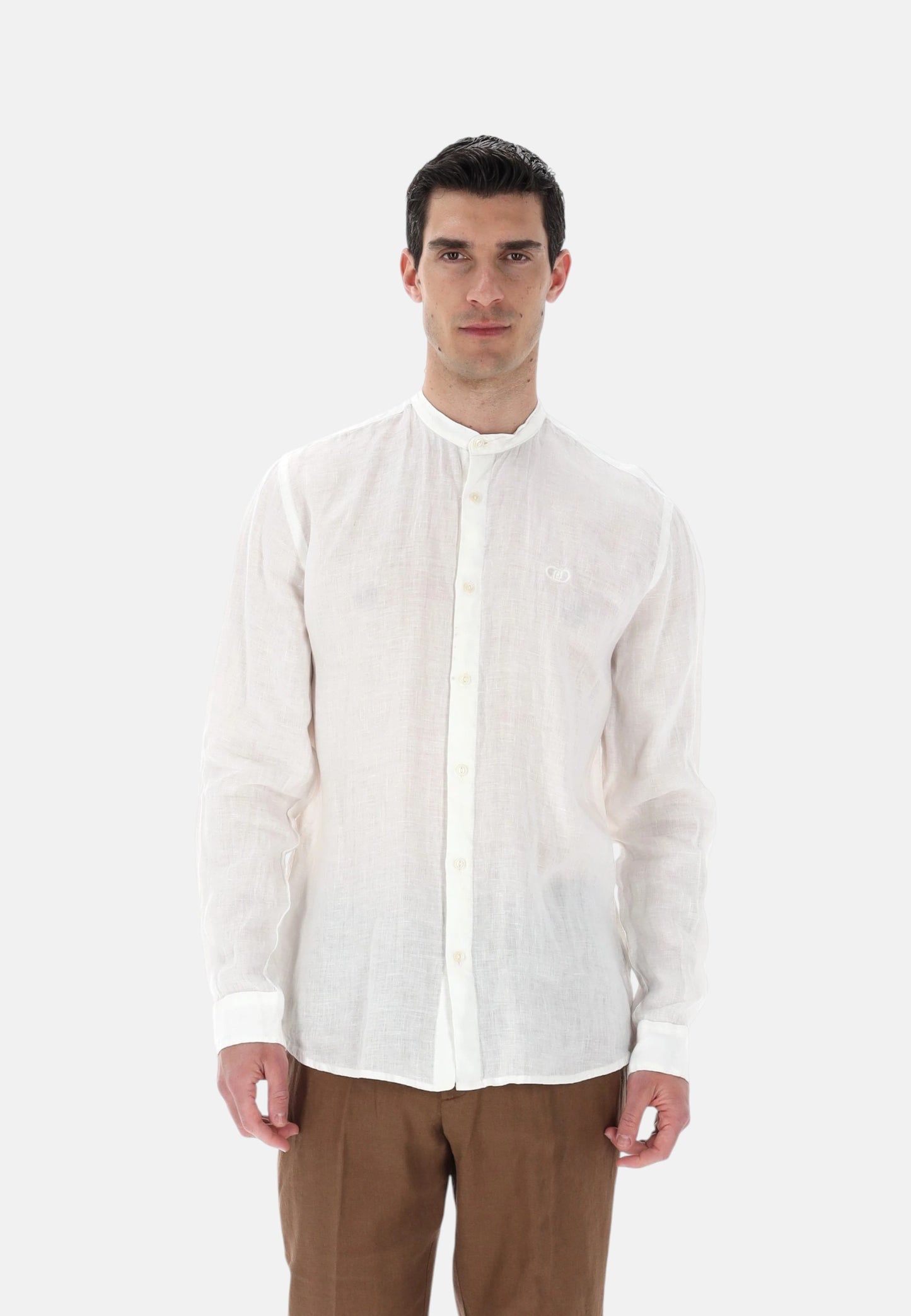 Camicia Manica lunga Uomo Liu Jo Collo Coreana In Lino  QXX100T4359