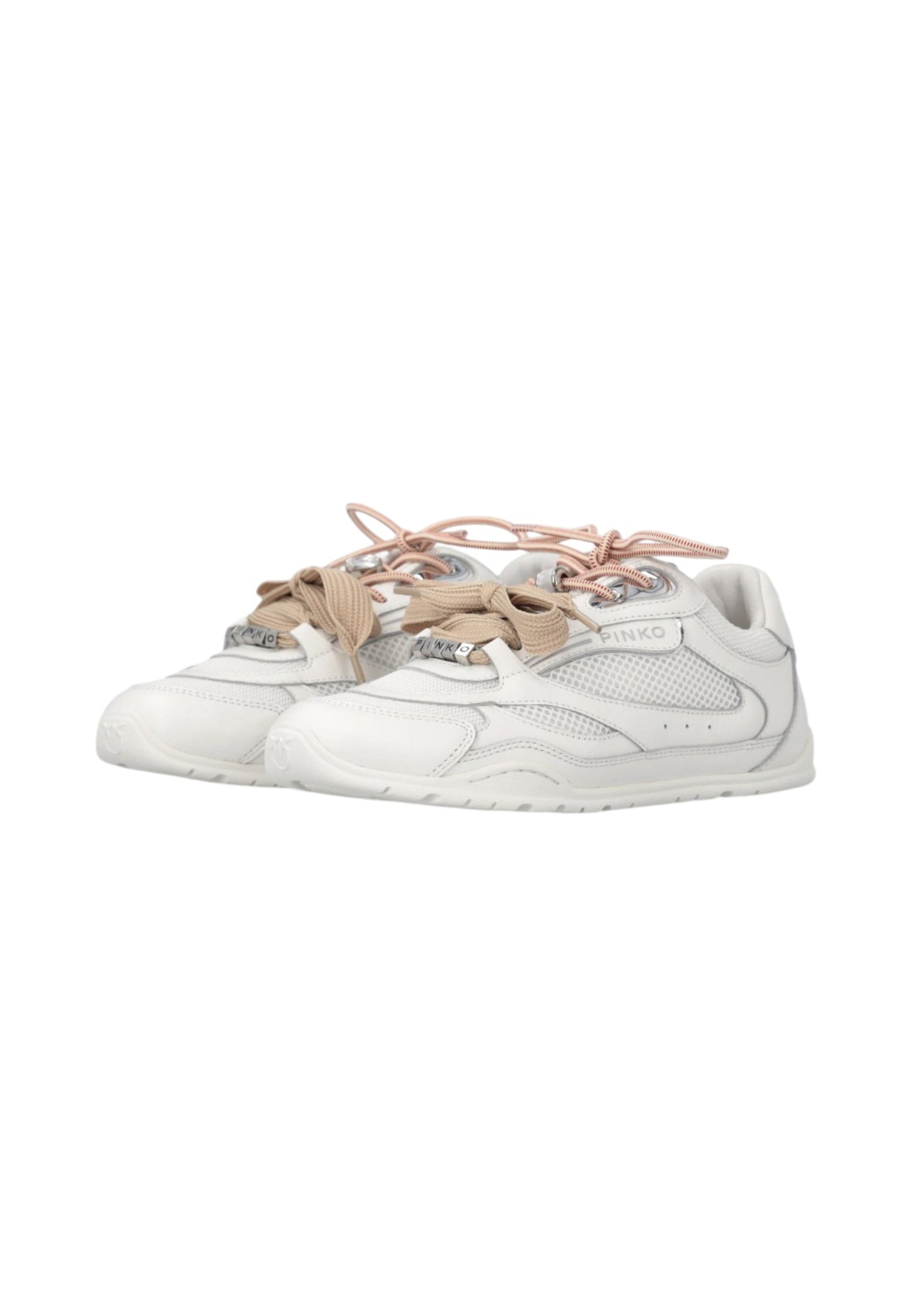 Sneakers Basse Donna Pinko In Pelle Di Vitello/Mesh Con Lacci Doppi, Cristallo E Charm Yulia 01 SS0185P132