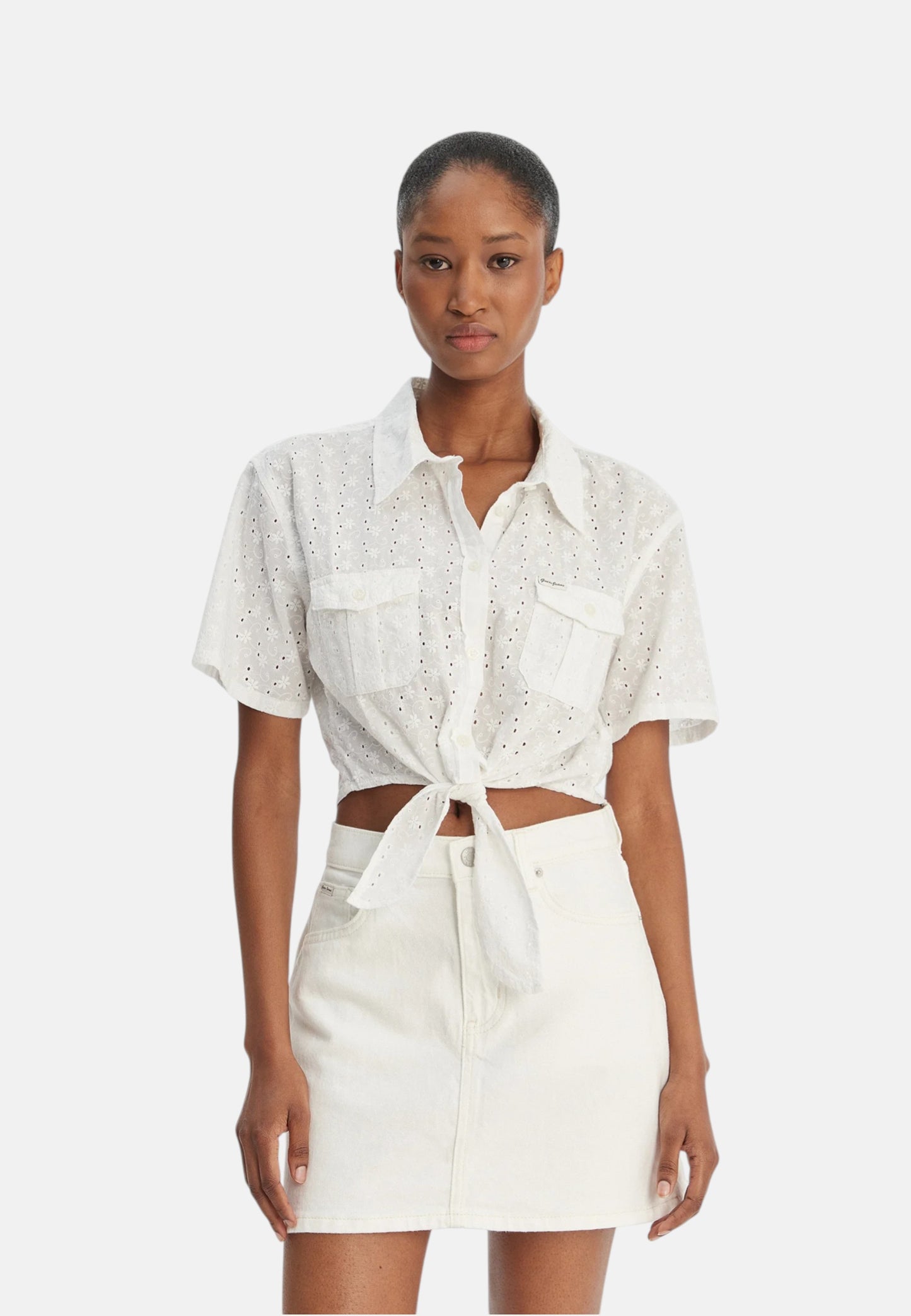 Camicia Manica Corta Donna Guess  Gj Cropped Front Tie W6GHA3WO331