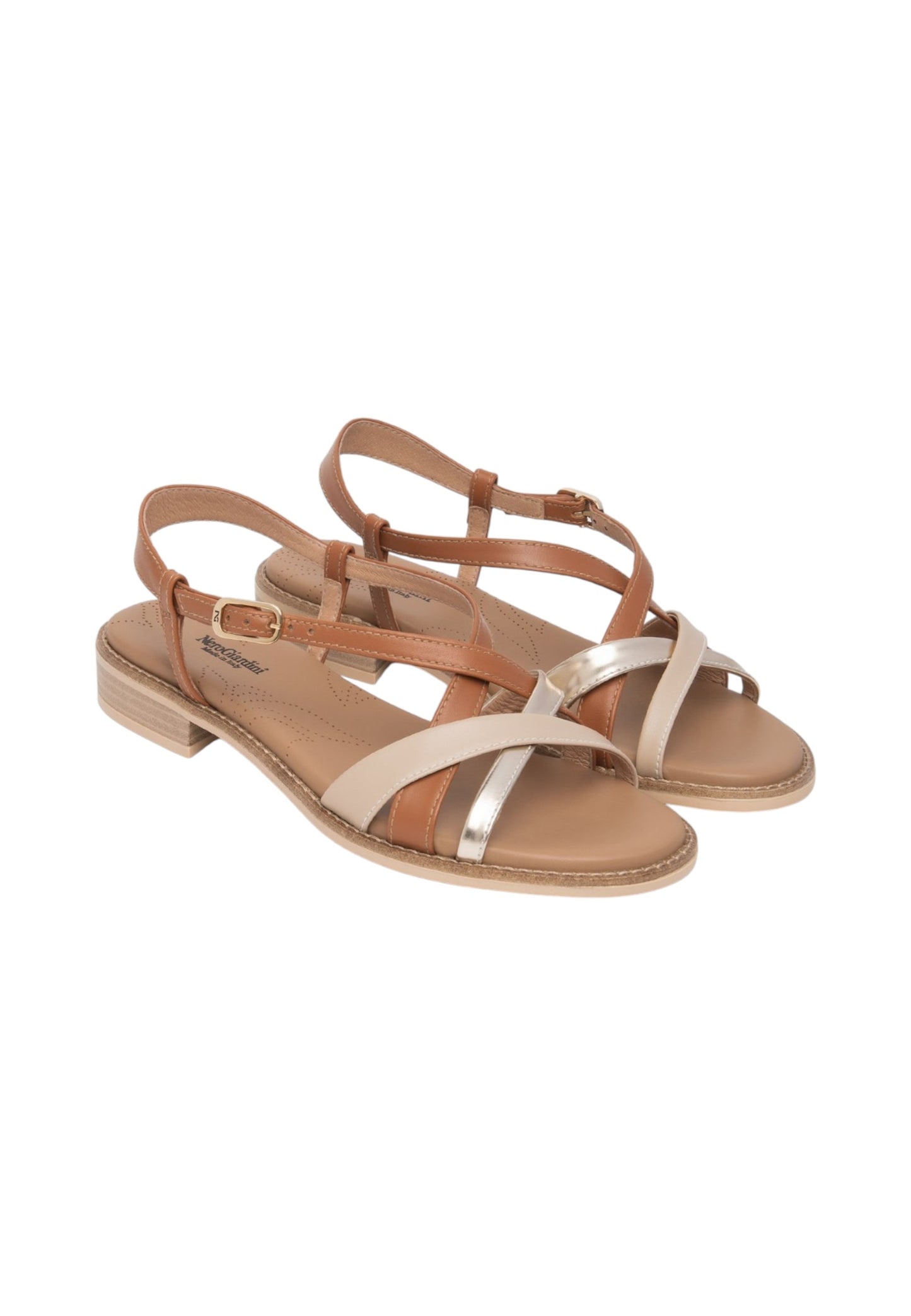 Sandali Bassi Donna Nero Giardini In Pelle Con Fasce Incrociate  E615890D