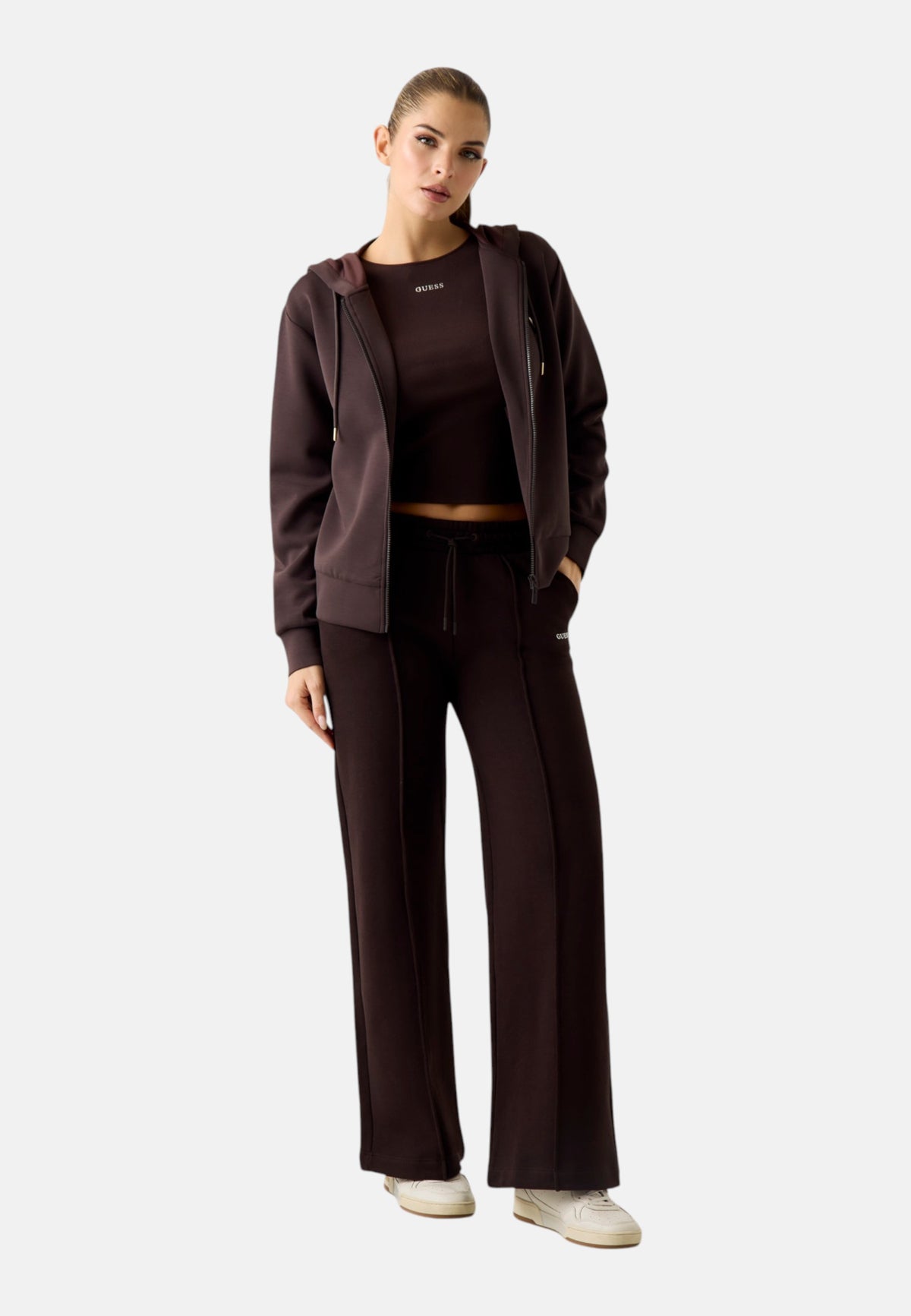 Felpa Con Cappuccio Donna Guess Zip intera Olympe V4YQ06KCAY2