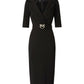 Vestito Midi Donna Pinko Lunghezza midi, silhouette a tubino, scollo a V con revers, maniche al gomito, cintura coordinata con fibbia Love Birds, spacco posteriore, chiusura con zip invisibile Arnebia 107475A3AH