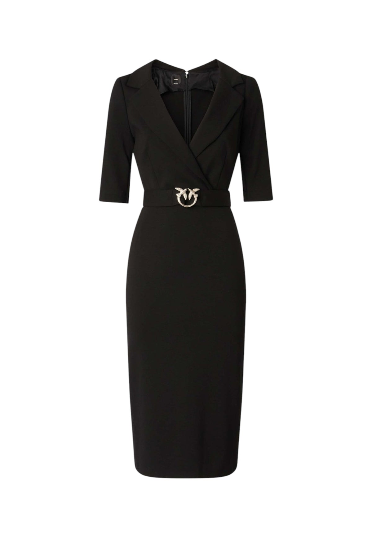 Vestito Midi Donna Pinko Lunghezza midi, silhouette a tubino, scollo a V con revers, maniche al gomito, cintura coordinata con fibbia Love Birds, spacco posteriore, chiusura con zip invisibile Arnebia 107475A3AH