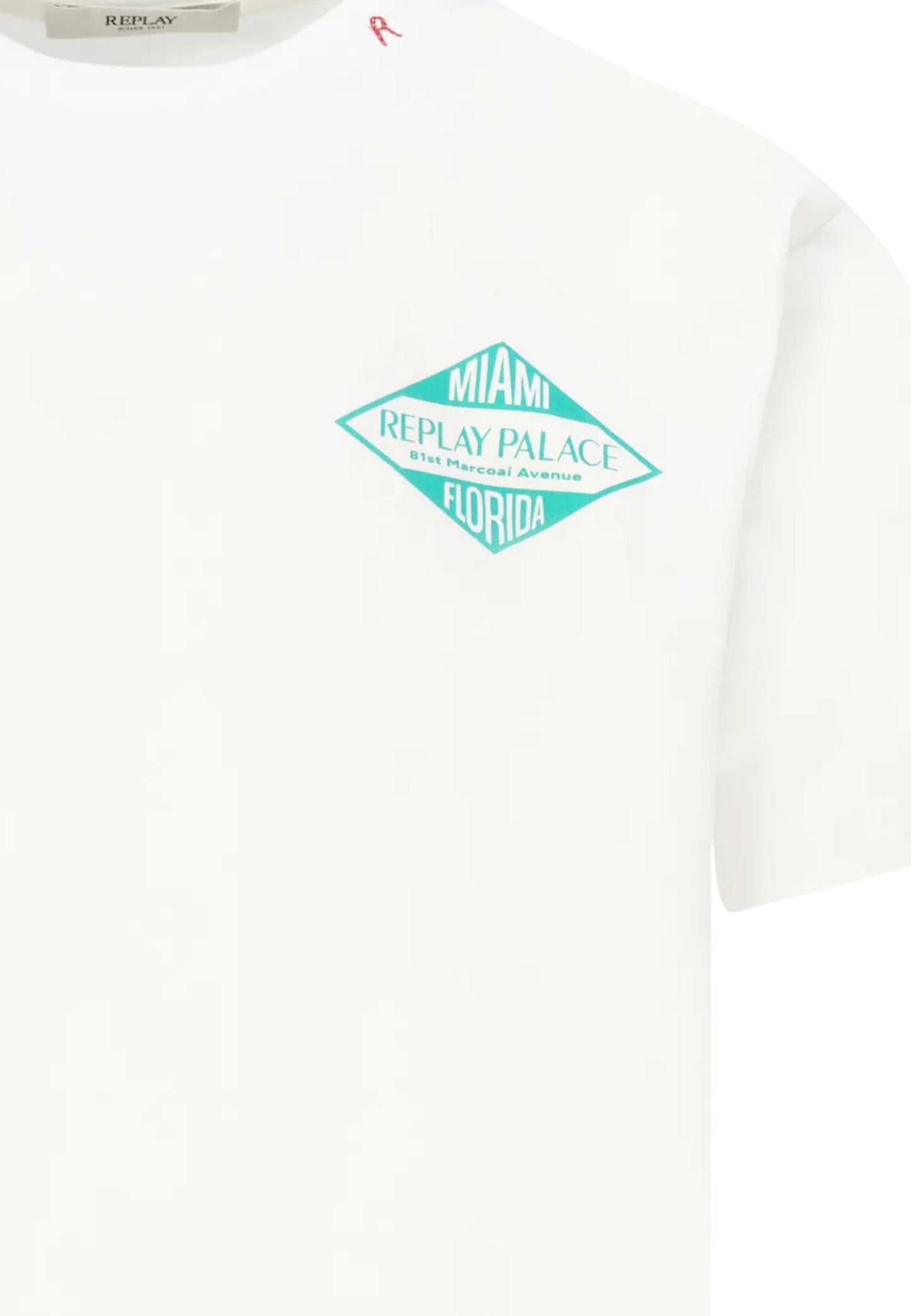 T-Shirt Manica Corta Uomo Replay In Jersey Con Stampa Miami  M3344 .000.2660