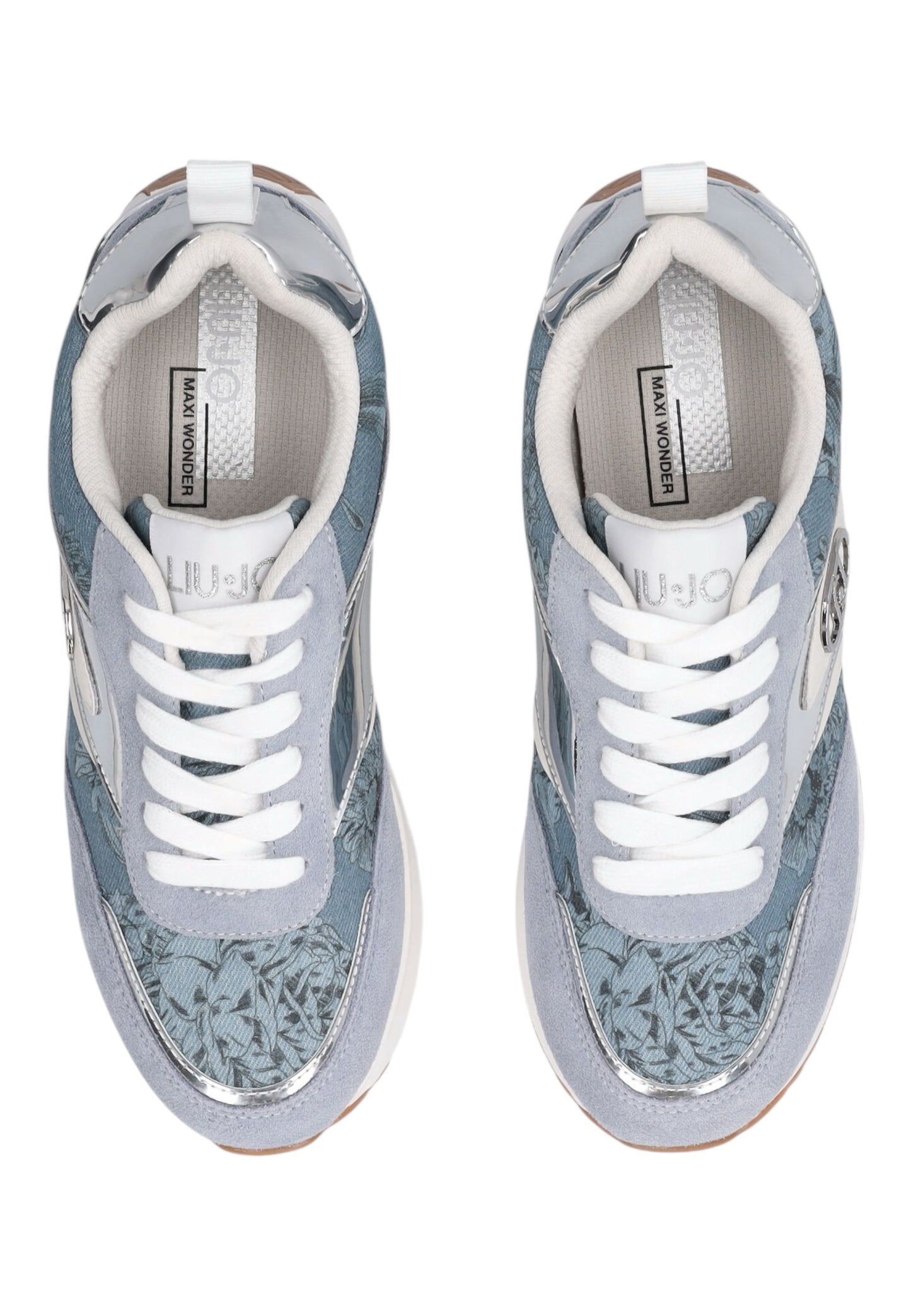 Sneakers Basse Donna Liu Jo In Camoscio Bovino/Stampato Denim Flower Liu Jo Maxi Wonder 97 BA6007PX878