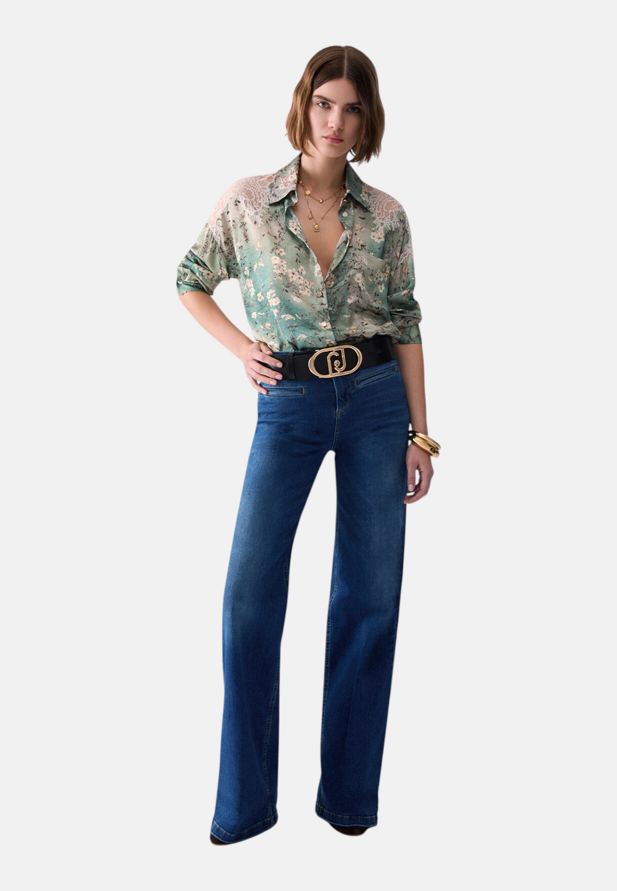 Jeans Wide Leg Donna Liu Jo Bottom Up A Vita Alta Parfait Flare UF6069DS004