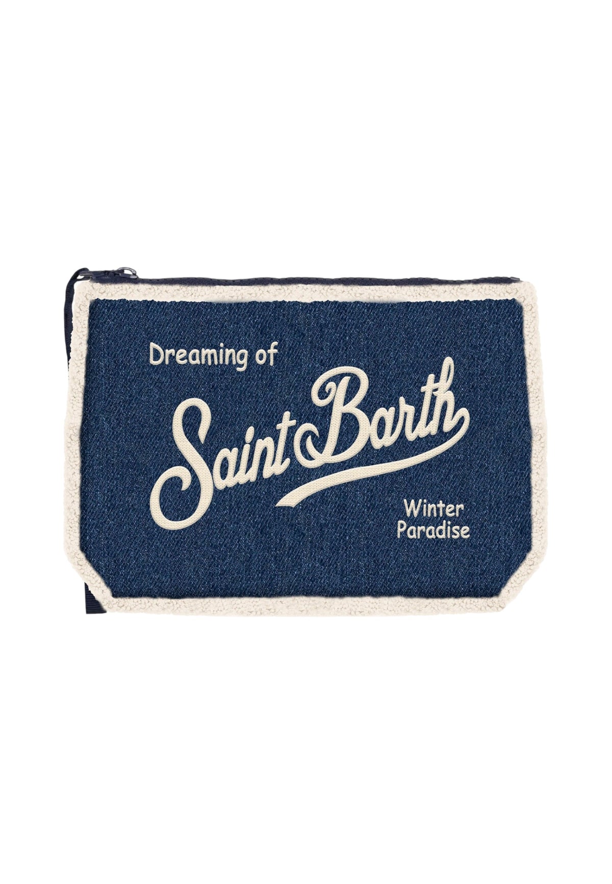Pochette  Unisex Mc2 Saint Barth Chiusura Con Zip, Laccetto Laterale, Il Logo Saint Barth Sul Davanti Aline Shearling ALI0033-DENIM-DARK