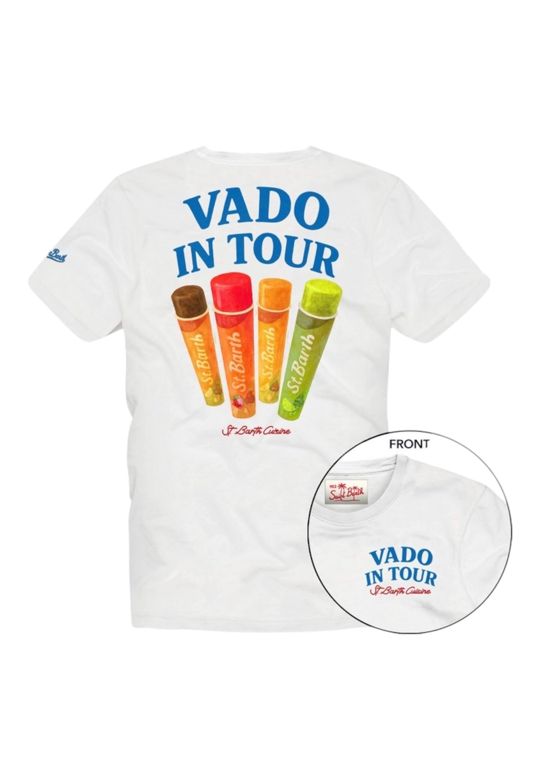 T-Shirt Manica Corta Uomo Mc2 Saint Barth Stampa/Ricamo Fronte E Retro Vado In Tour Portland PRL0002
