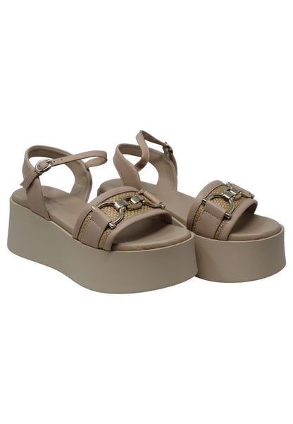 Sandali Con Zeppa Donna Frau  Rafia 88I5