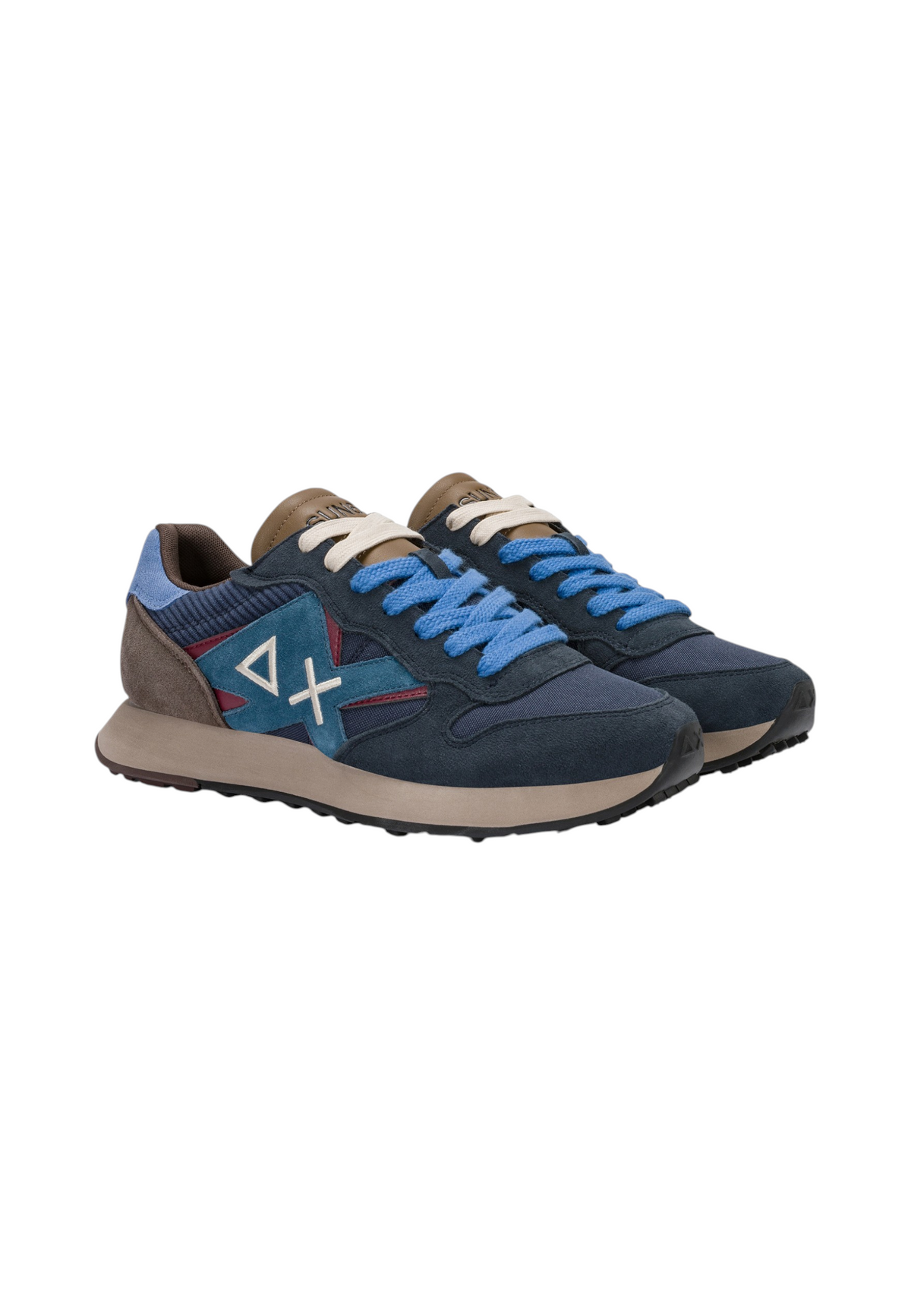 Sneakers Basse Uomo Sun68 Stile Running, Nylon E Suede, Maxi Logo Jaki Winter Z46125