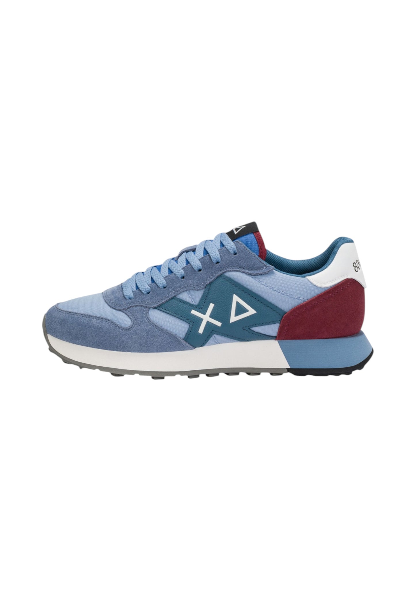 Sneakers Basse Uomo Sun68 Stile Running, Nylon E Suede, Maxi Logo Ricamato, Dettagli A Contrasto Jaki 2.0 Solid Z46121
