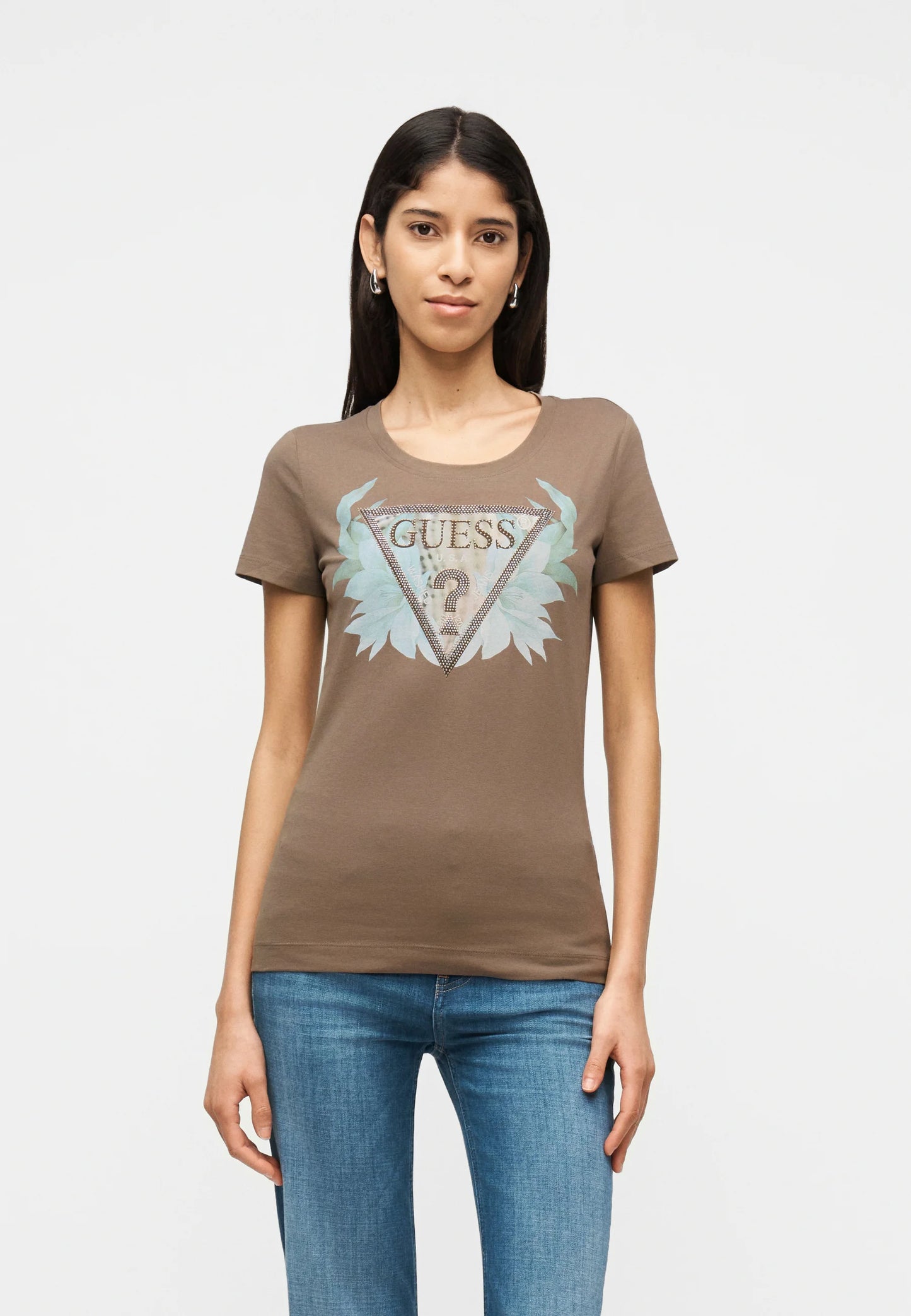 T-Shirt Manica Corta Donna Guess  Flower Triangle W6GI12K3027