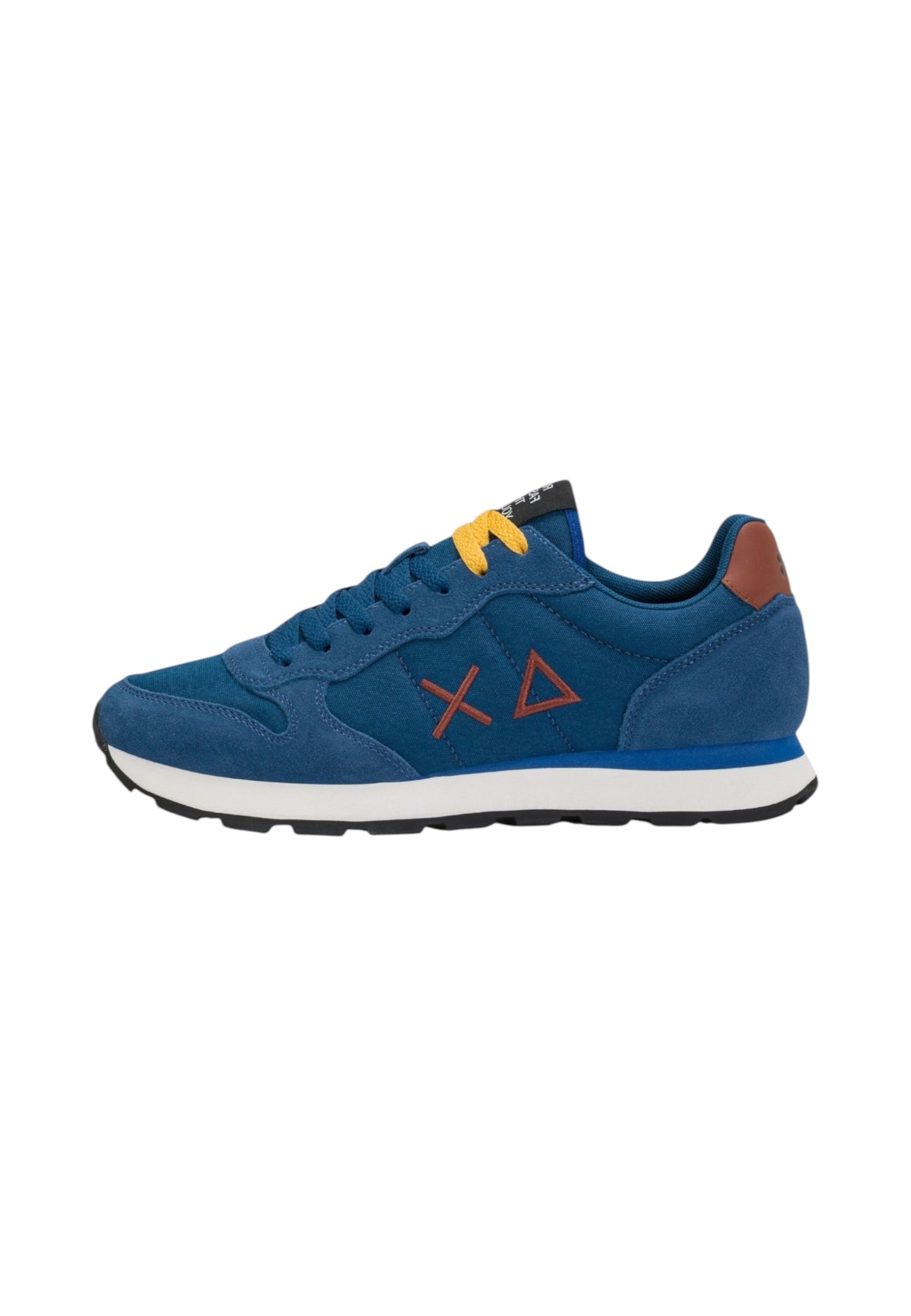 Sneakers Basse Uomo Sun68 Stile Running, Logo Ricamato, Nylon E Suede Tom Solid Z46101
