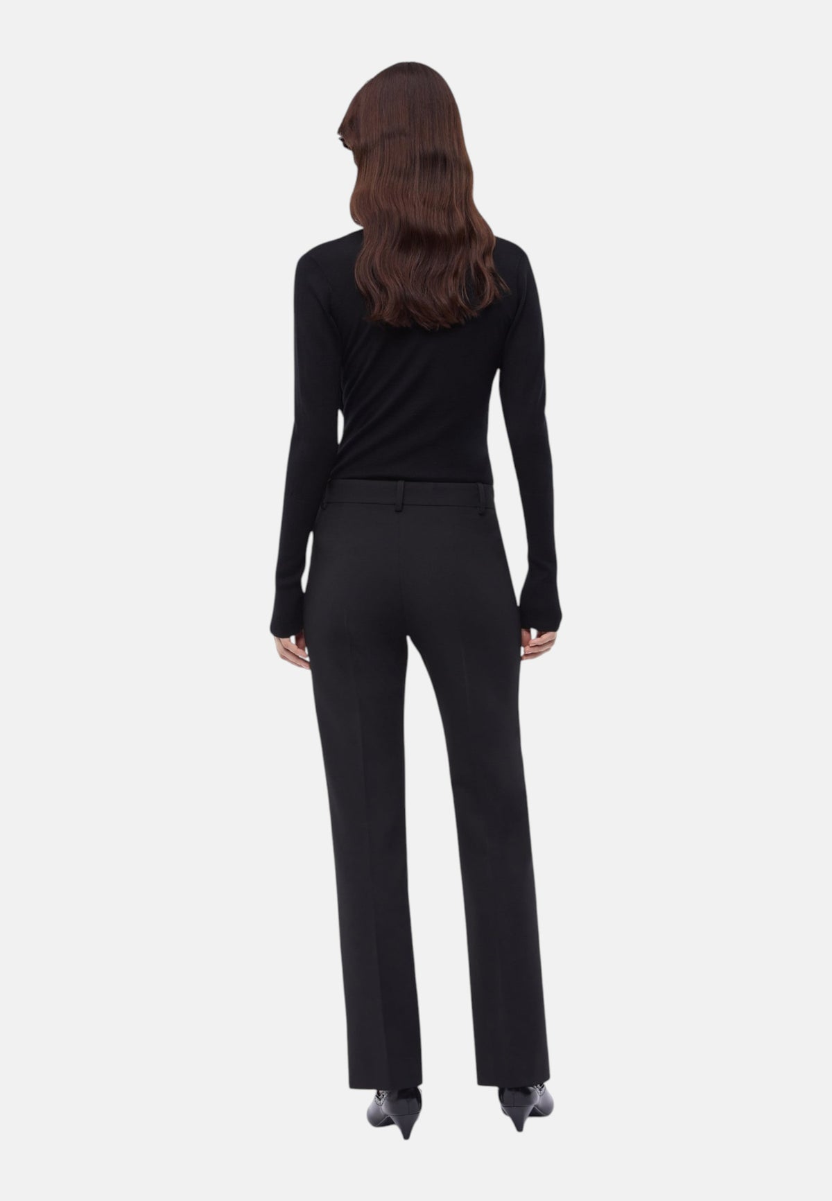 Pantaloni Slim Fit Donna Pinko Vestibilit� slim, fondo leggermente svasato, piega centrale davanti e dietro, cr�pe bistretch, cintura alta effetto baschina, chiusura con zip nascosta e bottone logato Protea 107415A3DA
