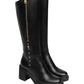 Stivali Con Tacco Donna Nero Giardini Tomaia in pelle e tessuto, gambale alto, zip decorativa, tacco largo, suola carrarmato, Made in Italy  I618088D