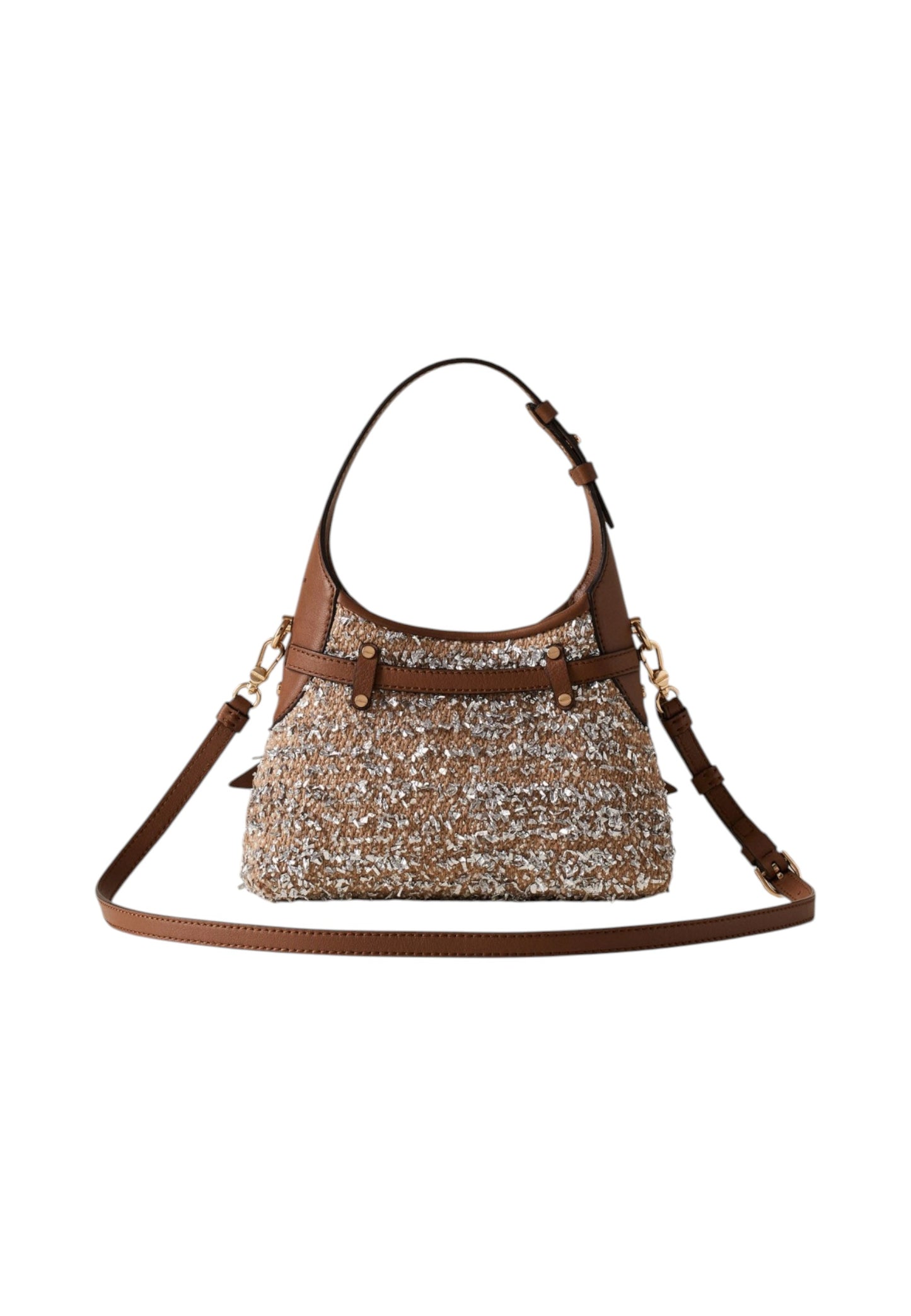 Borsa A Spalla Donna Borbonese Hobo Mini In Tessuto Boucle' Con Tracolla Halo 910103710375