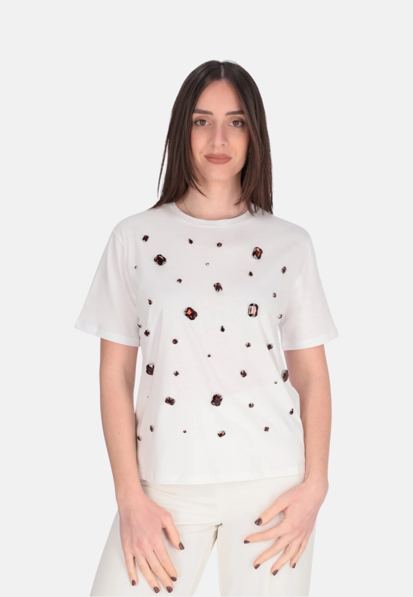 T-Shirt Manica Corta Donna Liu Jo Ricamata  CA6350J6308