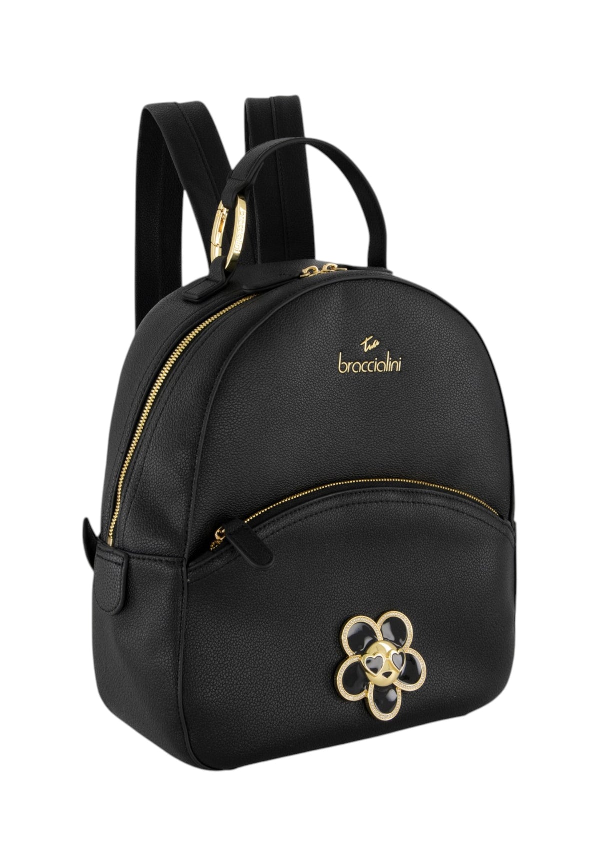 Zaino  Donna Braccialini Zaino compatto, Singolo con tracolle regolabili, Chiusura con zip, Una tasca interna portacellulare, Charm gioiello a forma di margherita, Dimensioni: 27 x 11 x 31 Cm Amy Bijoux B19214YY