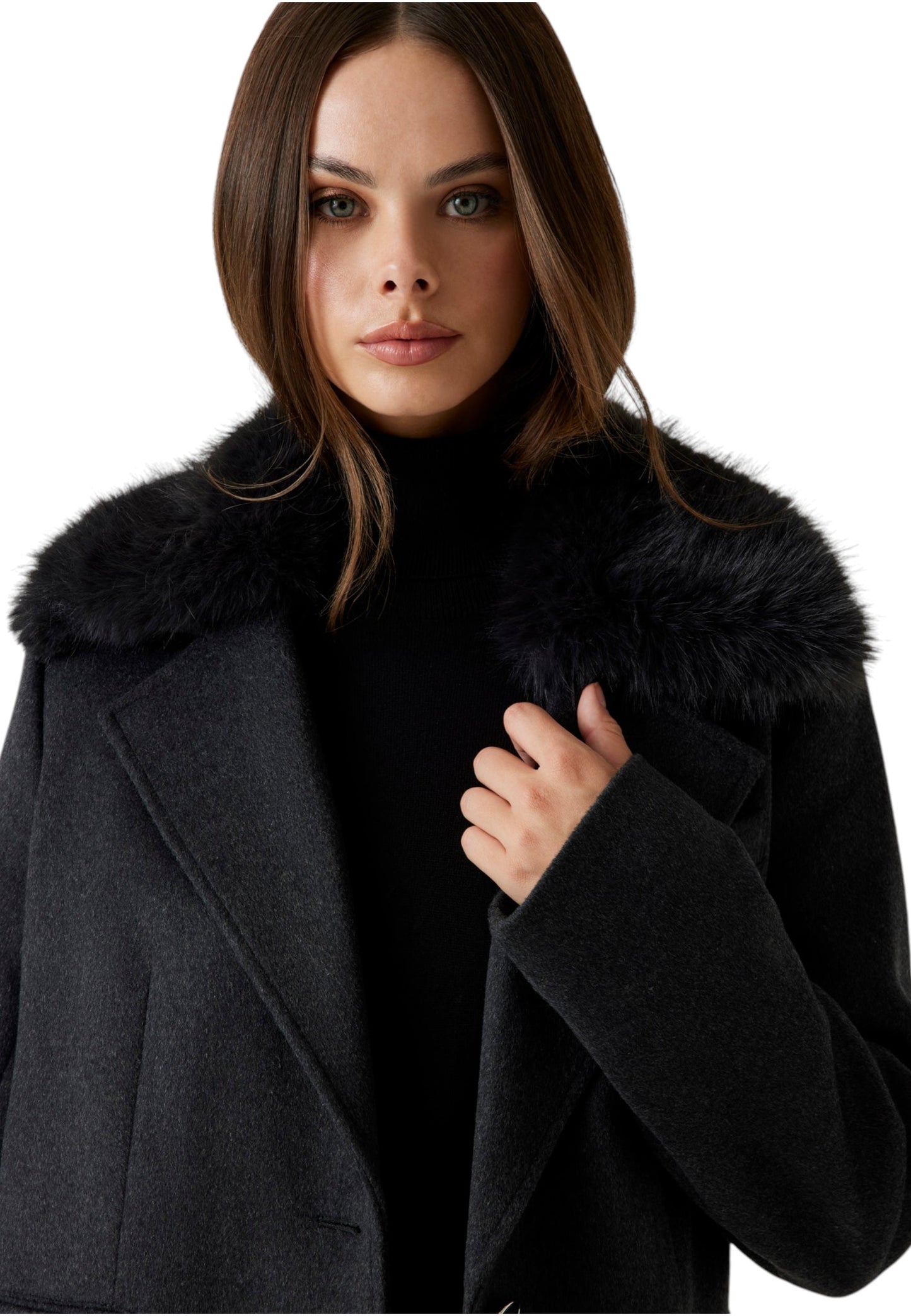 Cappotto  Donna Guess Con Collo In Eco Pelliccia Karole W5BL19W2642