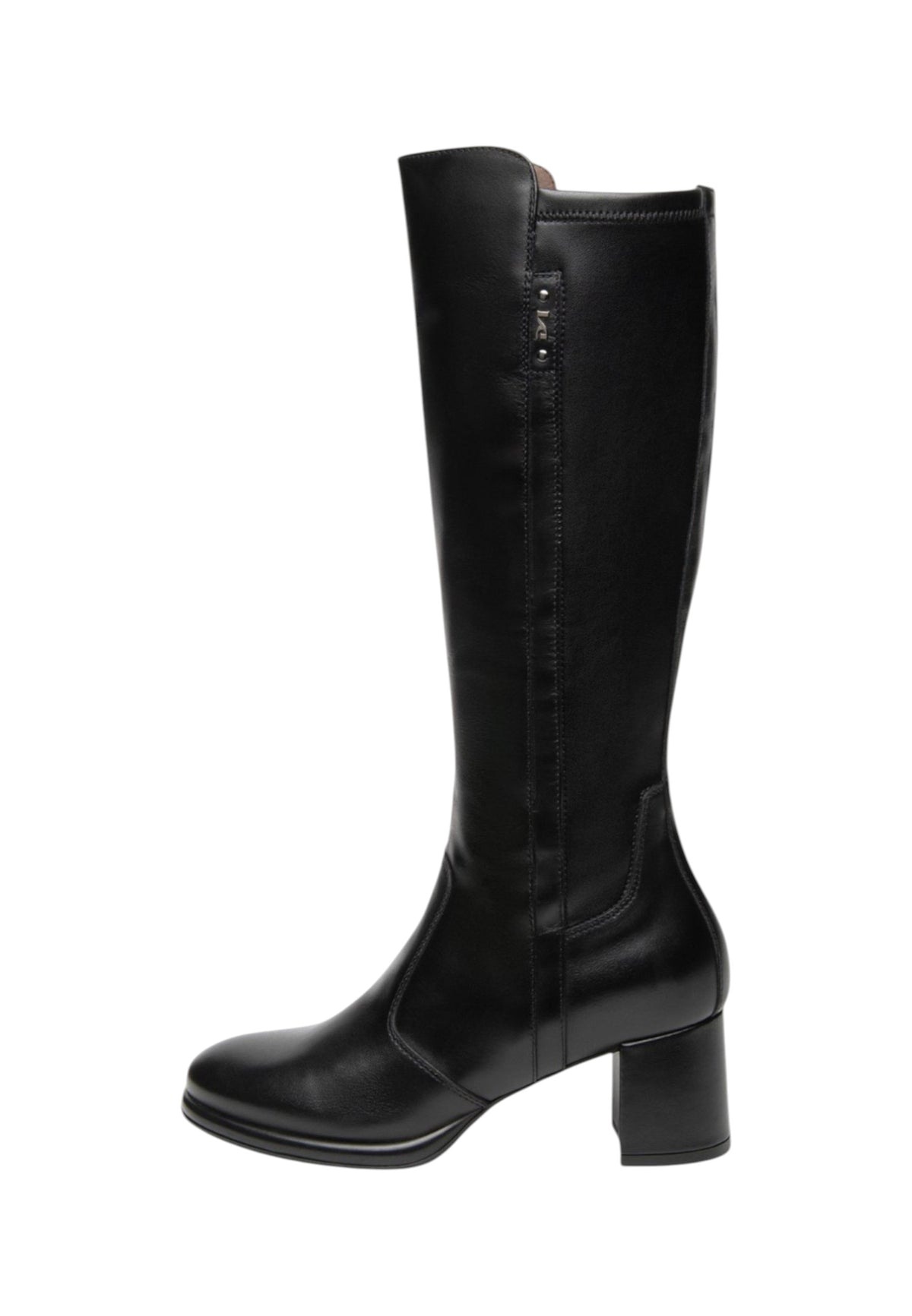 Stivali Con Tacco Donna Nero Giardini Tomaia in pelle, gambale lineare, punta affusolata, chiusura laterale con zip, tacco largo, Made in Italy  I617697D