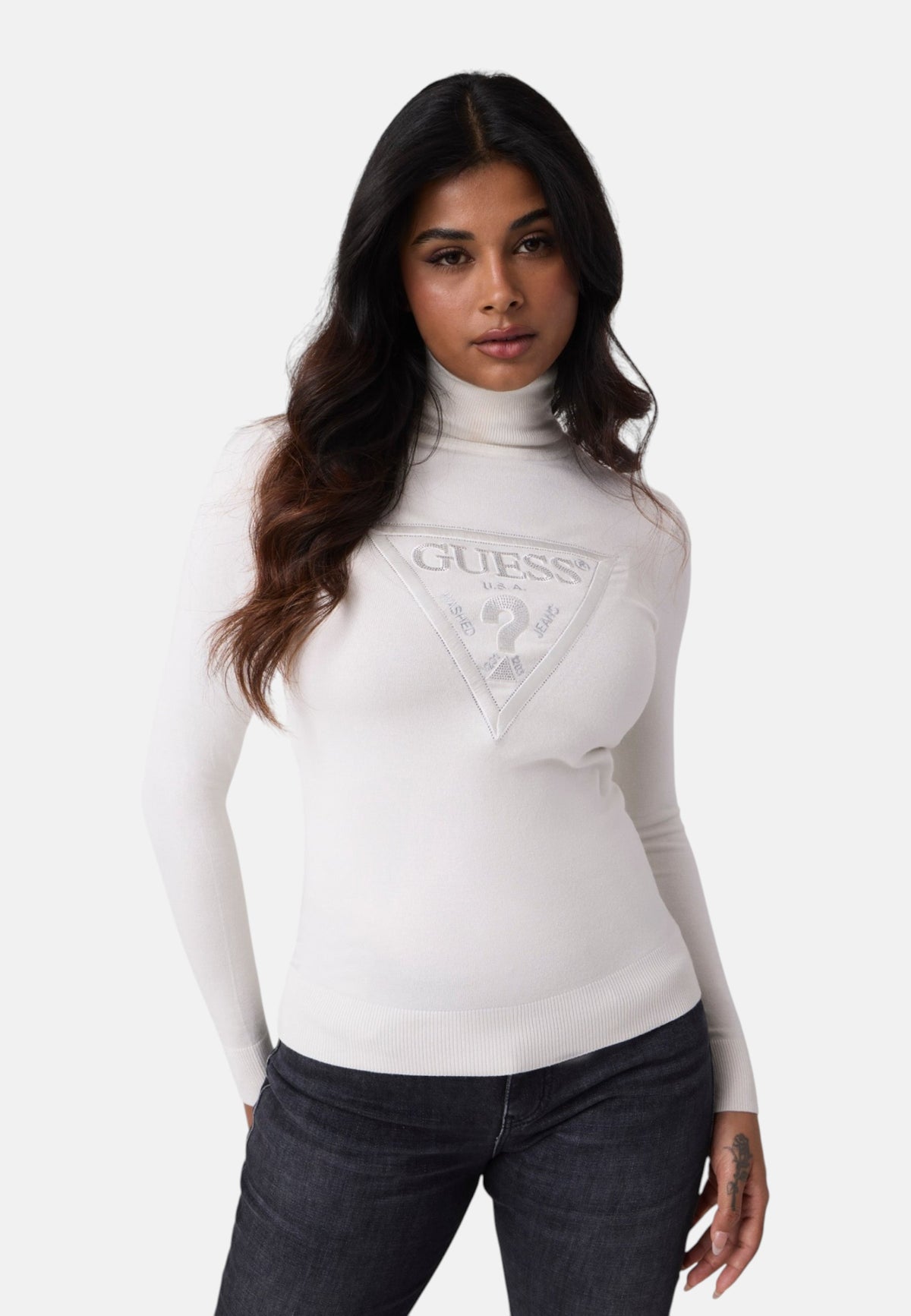 Maglione Collo Alto Donna Guess Logo triangolo Hallie W6BR54Z1455