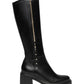 Stivali Con Tacco Donna Nero Giardini Tomaia in pelle e tessuto, gambale alto, zip decorativa, tacco largo, suola carrarmato, Made in Italy  I618088D