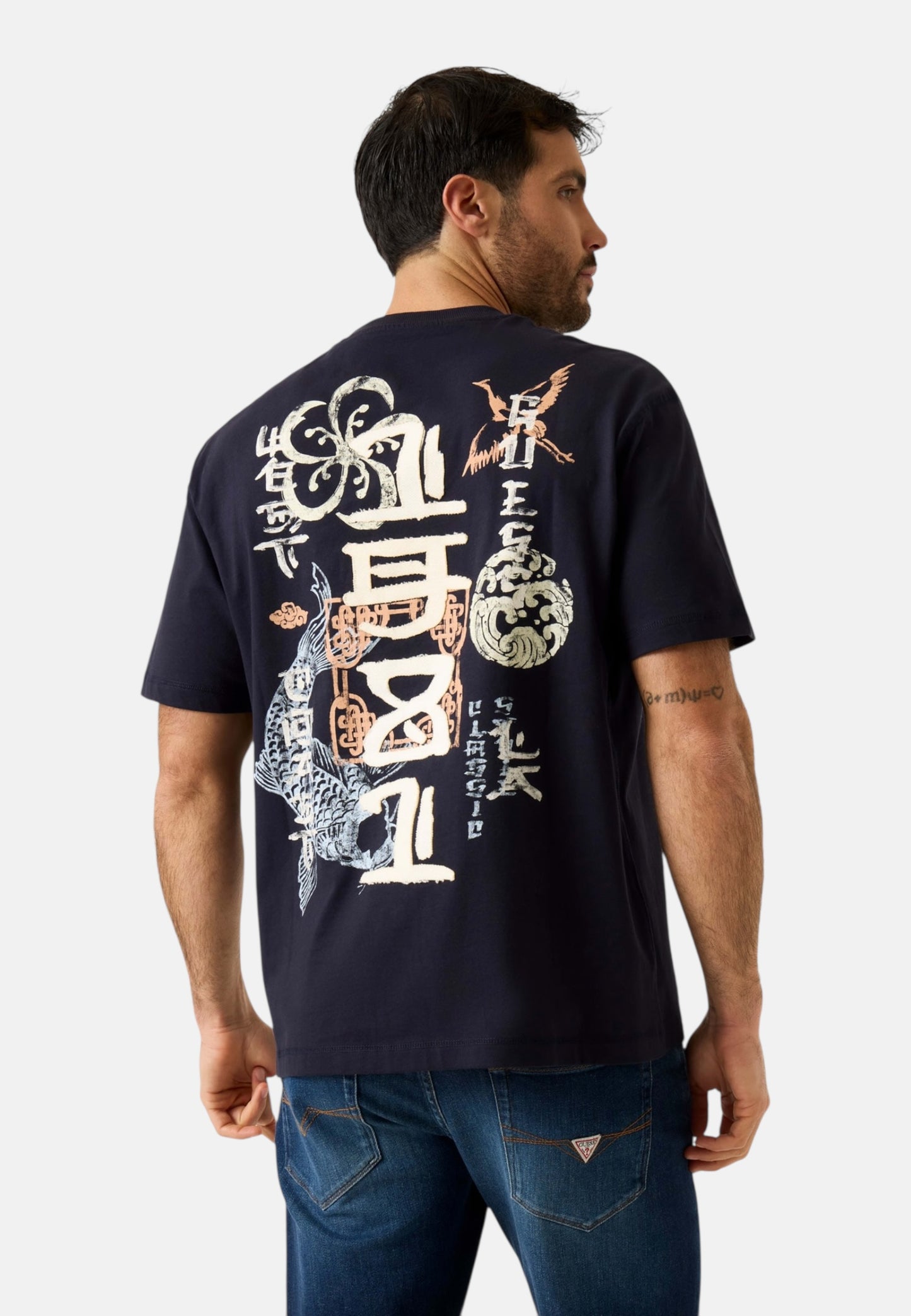 T-Shirt Manica Corta Uomo Guess  Japan Signs Oversize M6GI13K2995
