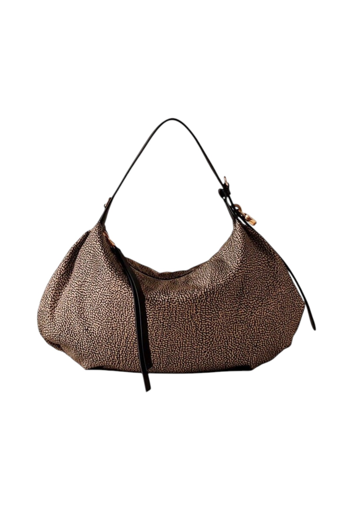 Borsa A Spalla Donna Borbonese Formato small, Silhouette hobo, Tracolla, Tessuto riciclato, Stampa OP, Dettagli in vitello Prive 91010364AH1