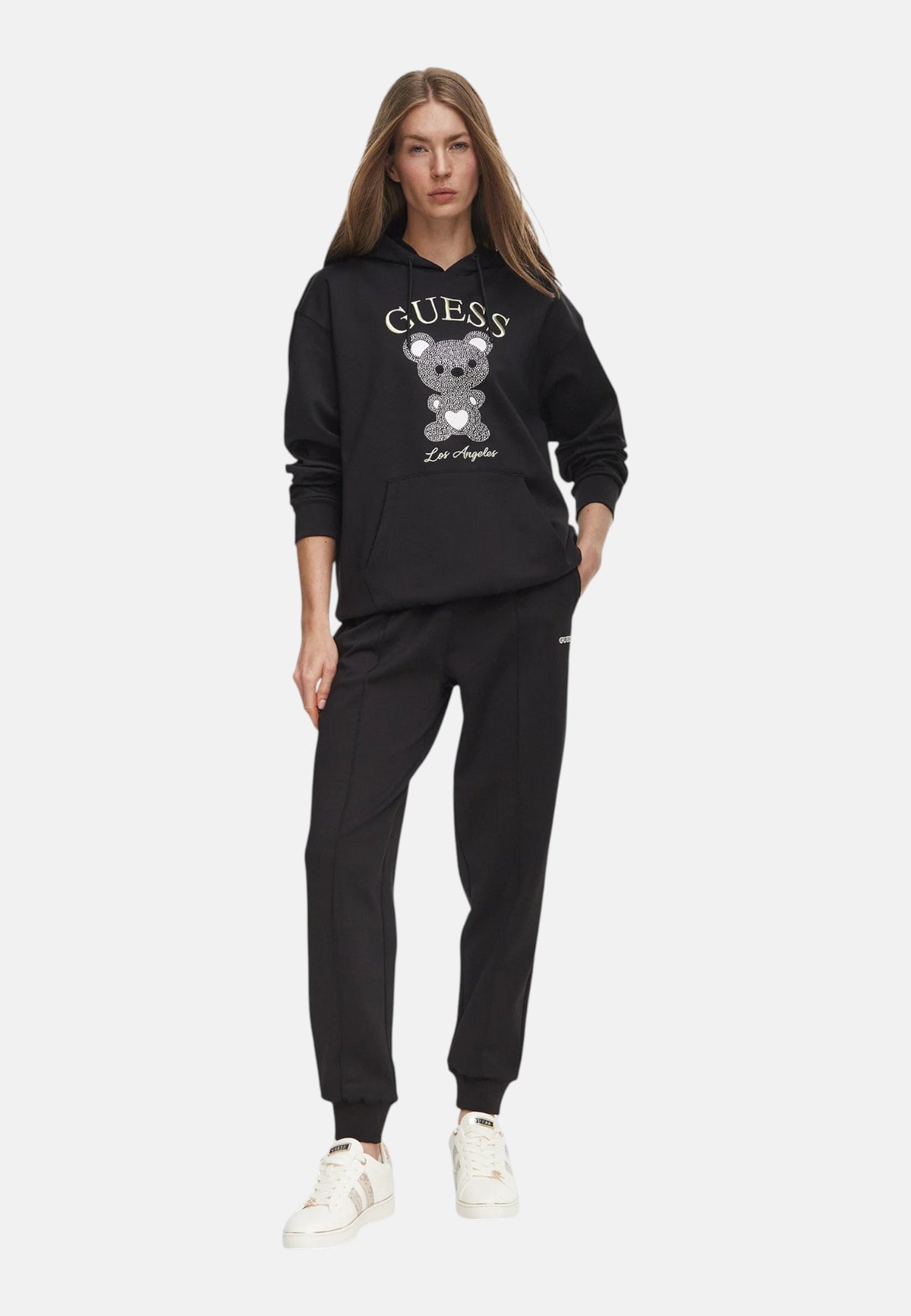 Felpa Con Cappuccio Donna Guess Motivo orsetto, Strass  V6BQ28K9361