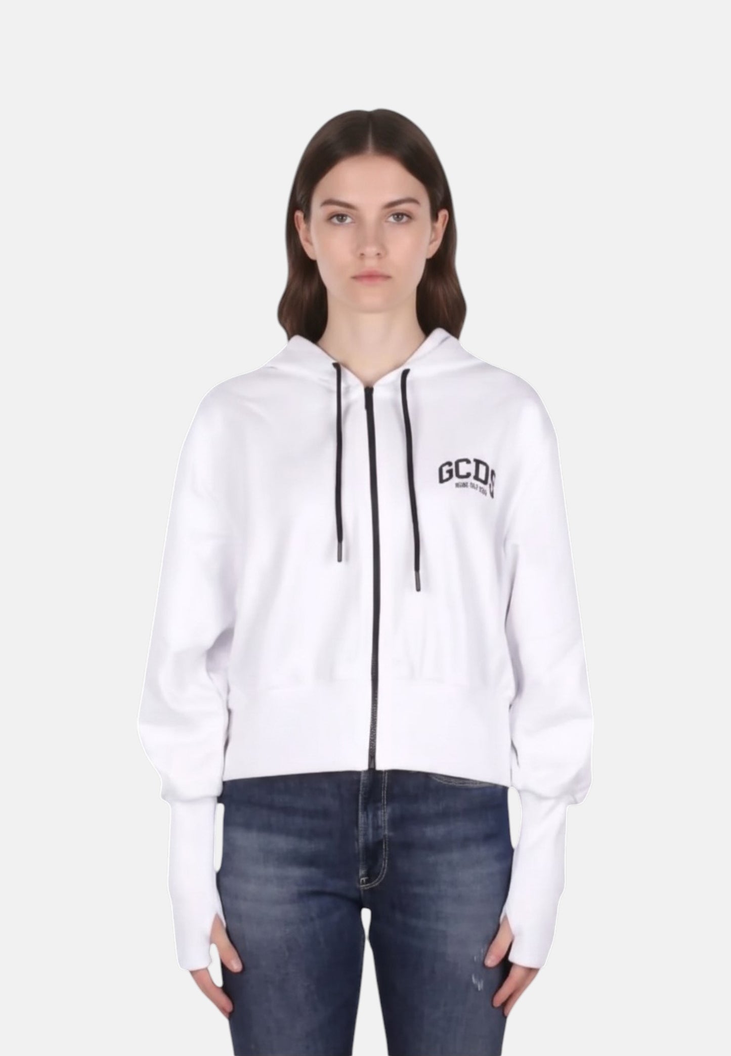 Felpa Con Zip Donna Gcds Relaxed Fit Logo Lounge C1WEQE122F004