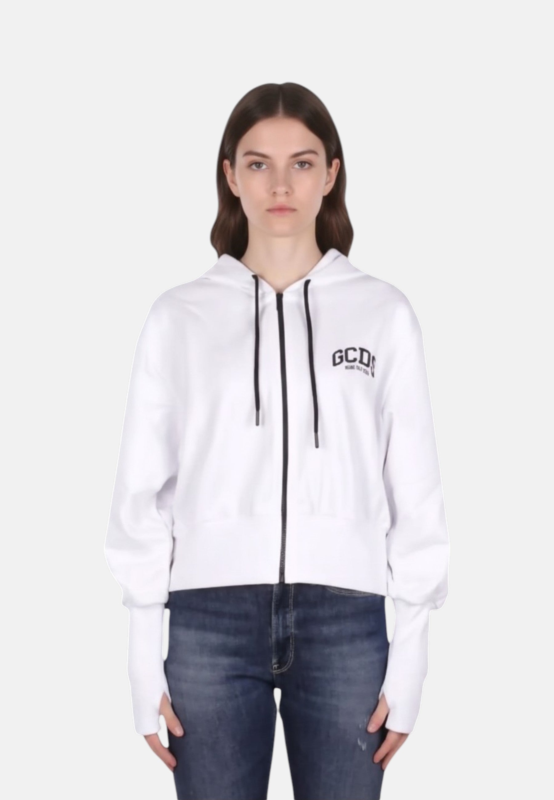 Felpa Con Zip Donna Gcds Relaxed Fit Logo Lounge C1WEQE122F004