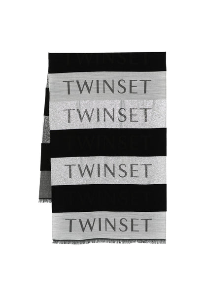 Sciarpa  Donna Twinset Tessuto Lurex Con Logo E Bande  242TO503A