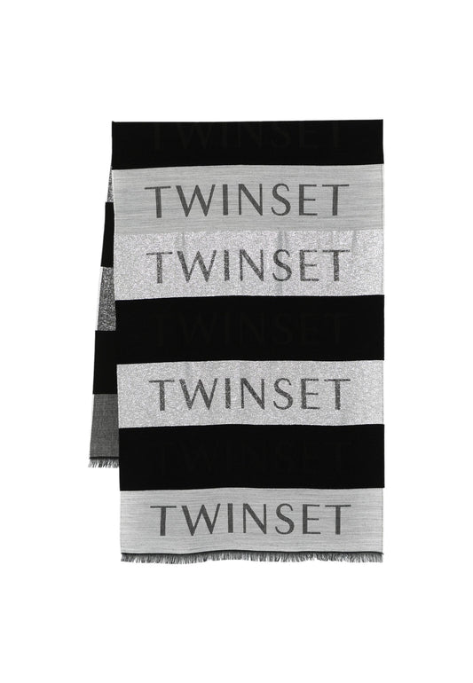 Sciarpa  Donna Twinset Tessuto Lurex Con Logo E Bande  242TO503A