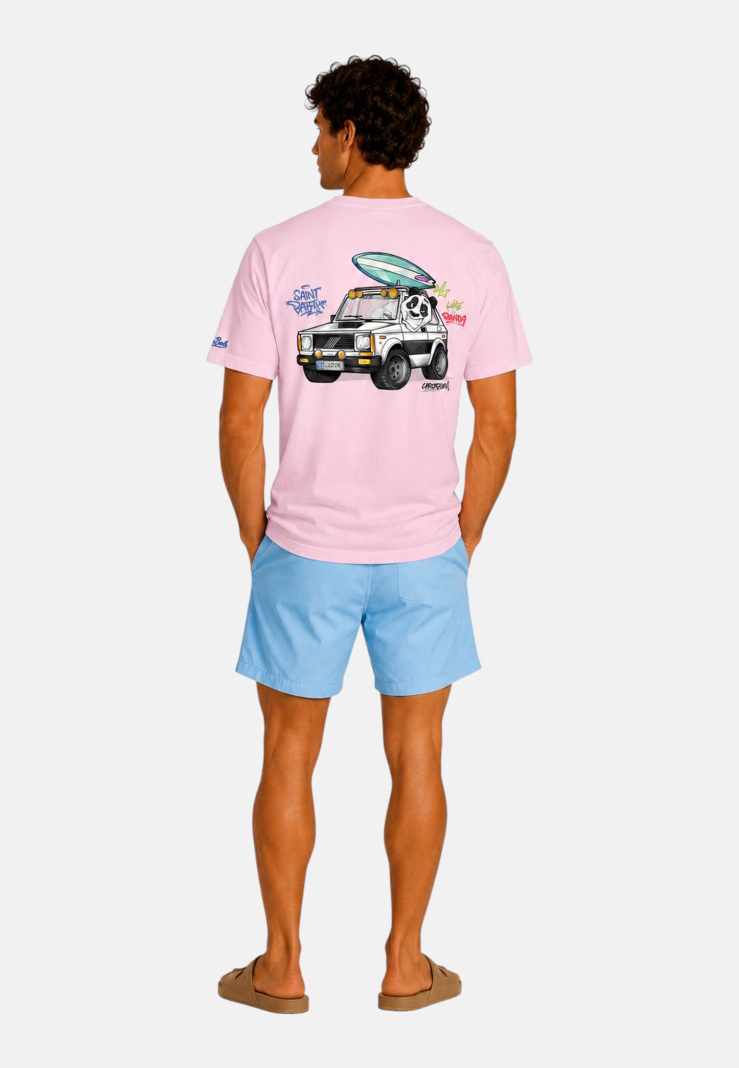 T-Shirt Manica Corta Uomo Mc2 Saint Barth Stampa/Ricamo Fronte E Retro Cpt Panda Surf Portland PRL0002