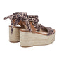 Sandali Con Zeppa Donna Liu Jo In Tessuto Stampato Leopardato E Saddle Bali 03 SA6087TX133