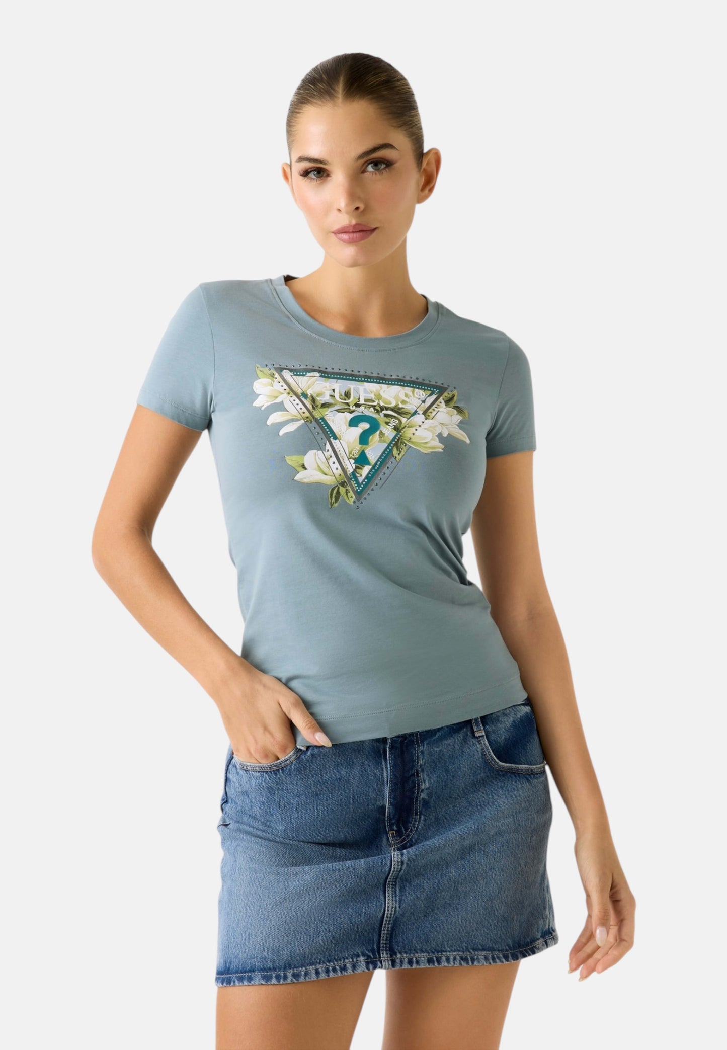 T-Shirt Manica Corta Donna Guess  Camelia Triangle W6RI35J1314
