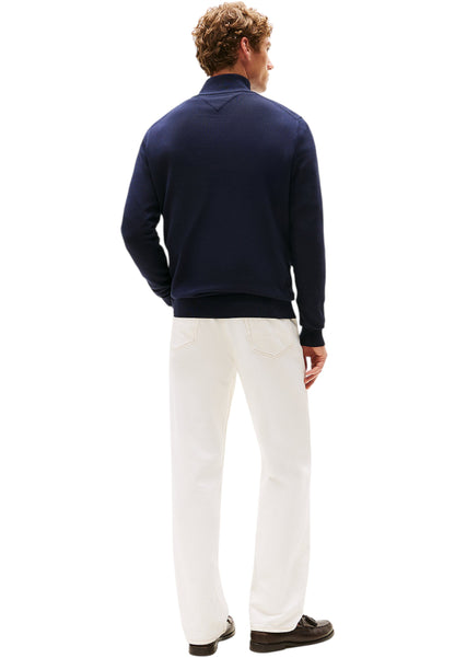 Maglione Collo Alto Uomo Tommy Hilfiger Con Mezza Zip Essential Cotton MW0MW37331