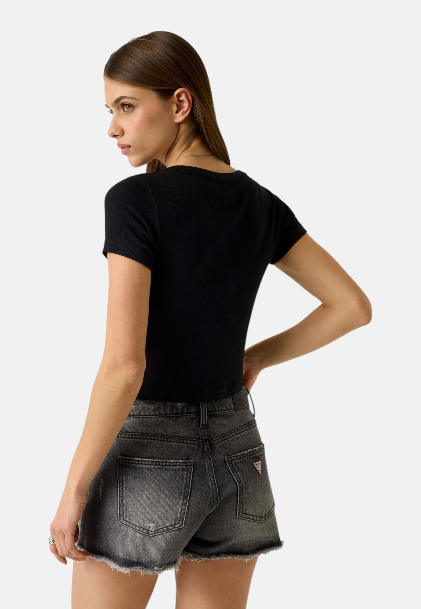 Polo Manica Corta Donna Guess  Gj Pointelle Henley W6GPB6KG372