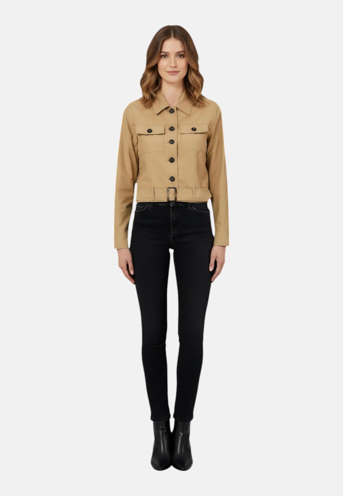 Giacca Leggera Donna Liu Jo Safari Cropped Con Cintura  WA6388T398A