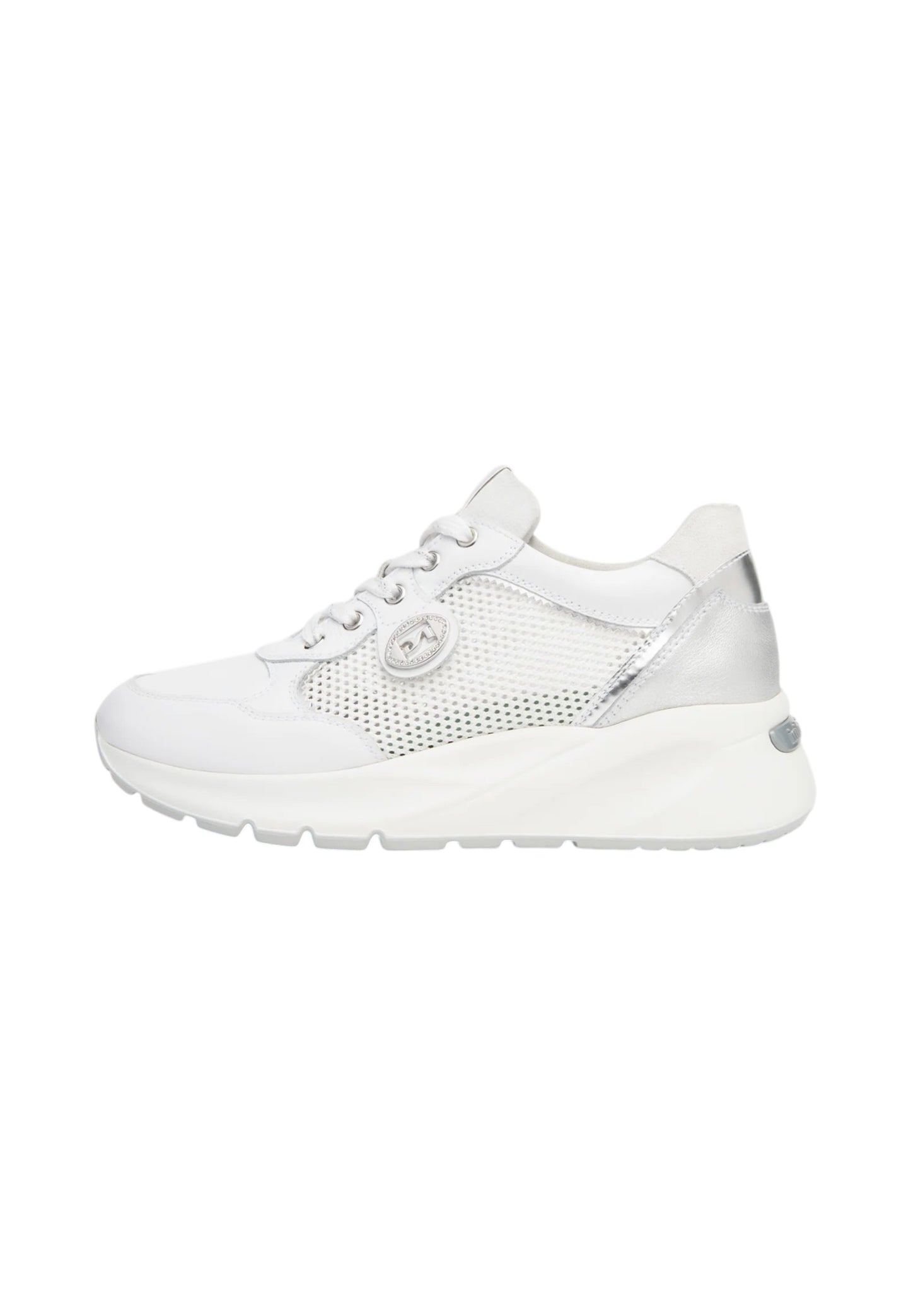 Sneakers Basse Donna Nero Giardini In Pelle Con Inserti Laterali In Tessuto Mesh E Logo Metallico  E615180D