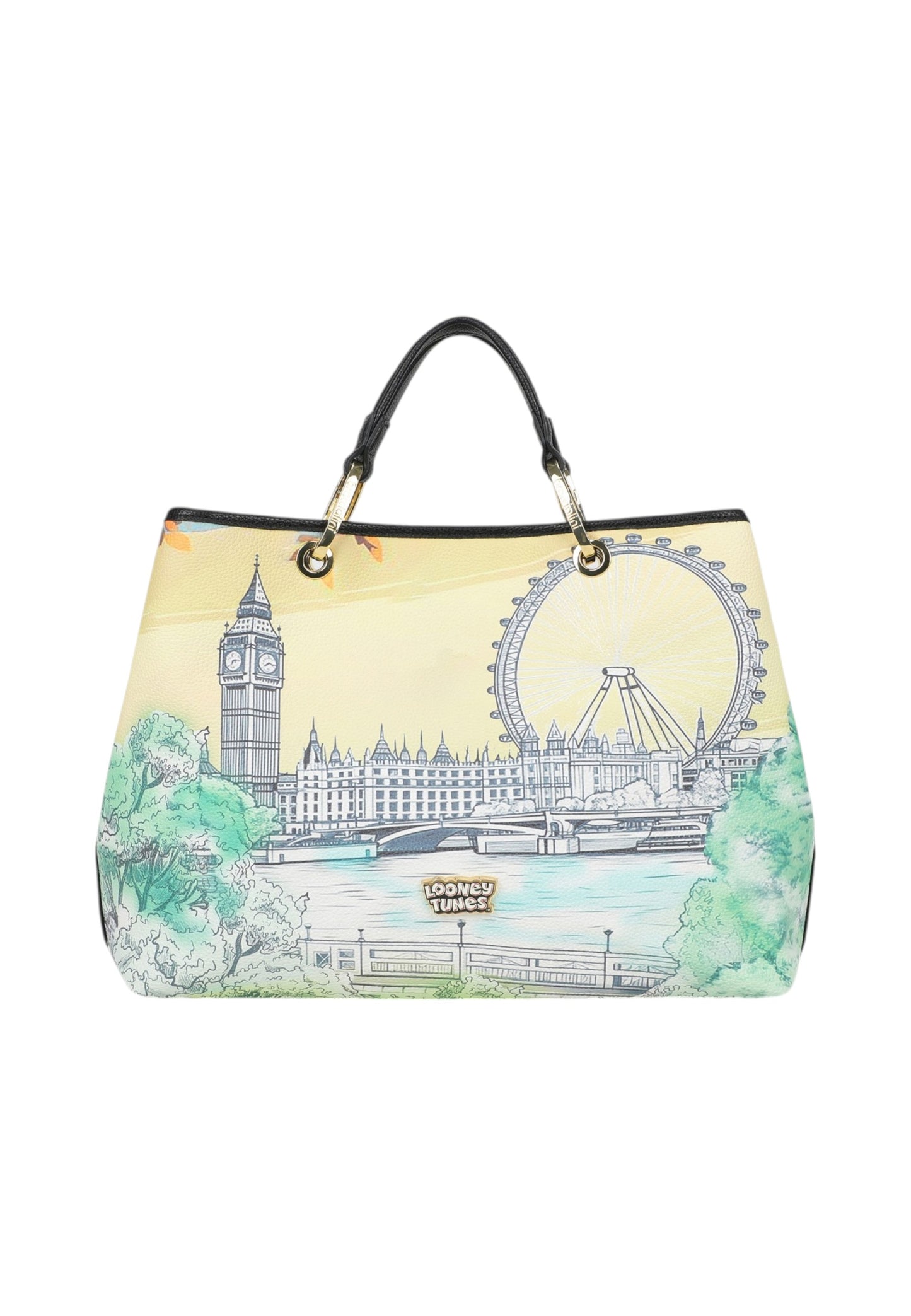 Borsa A Mano Donna Braccialini Stampa Titti e Gatto Silvestro Londra Cartoline Lt LT252YY
