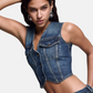 Gilet  Donna Liu Jo Mini In Denim Vintage  UF6502D0398